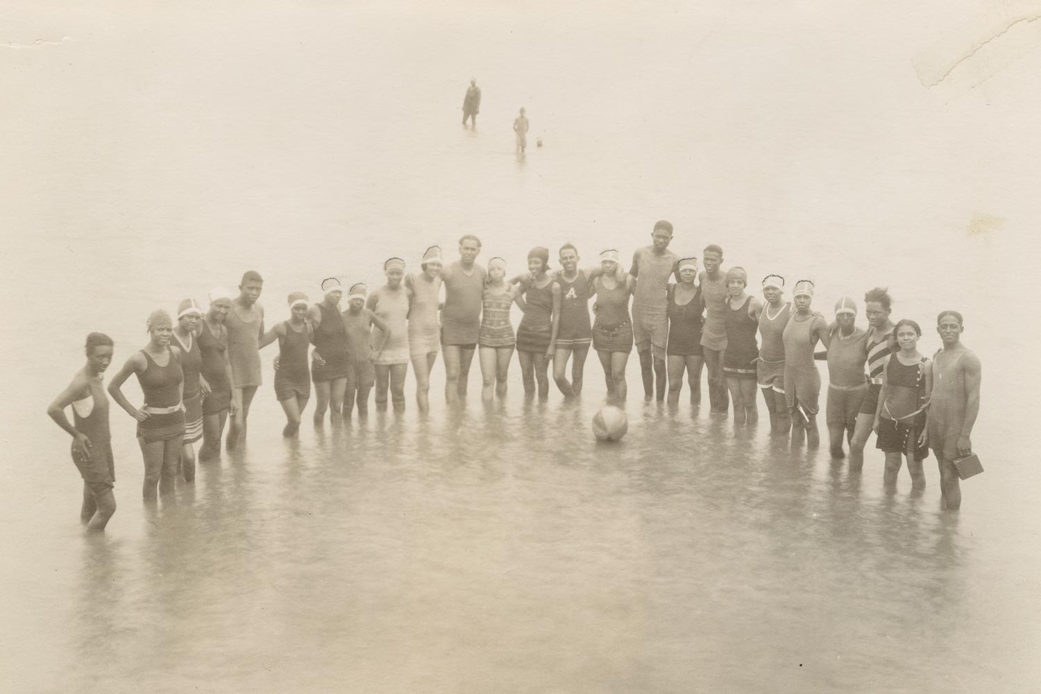 Visitors to Gulfside Assembly, an African-American religious resort in Waveland, Mississippi, bathing in the Gulf of Mexico in the 1920s. (Photographs and Prints Division, Schomburg Center for Research in Black Culture, New York Public Library, Astor, Lenox and Tilden Foundations) 
