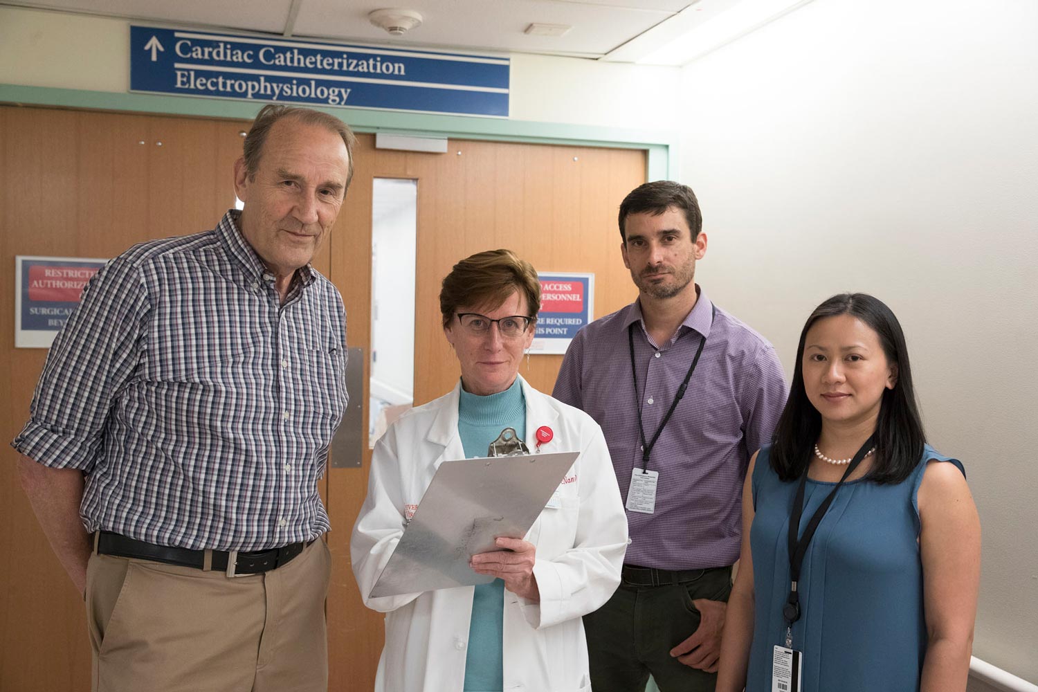 The research team drew from both allergists and cardiologists, and included, from left, Dr. Thomas Platts-Mills, Dr. Coleen McNamara, Dr. Jeff Wilson and Anh Nguyen. 