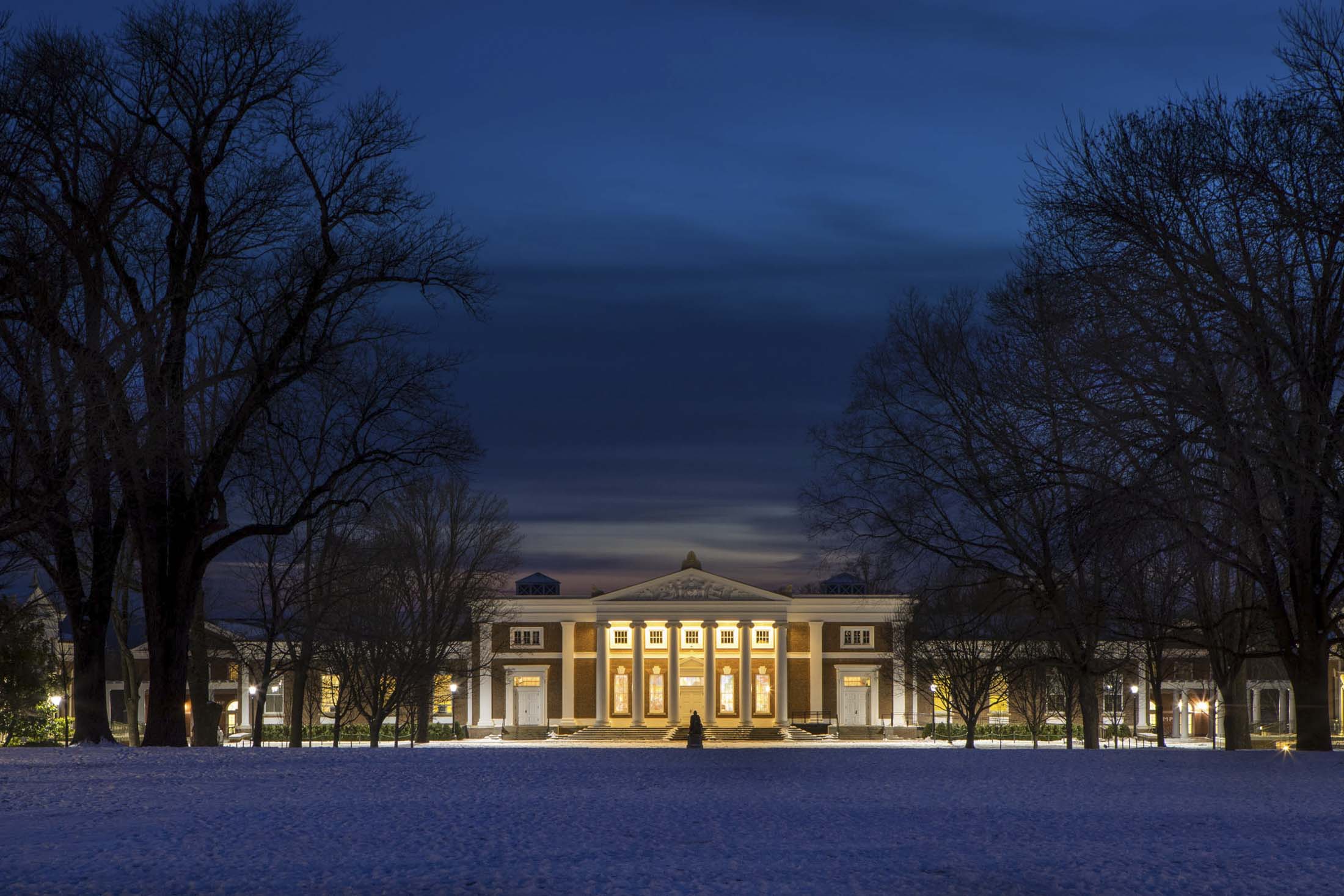 Old Cabell Hall lit up at night