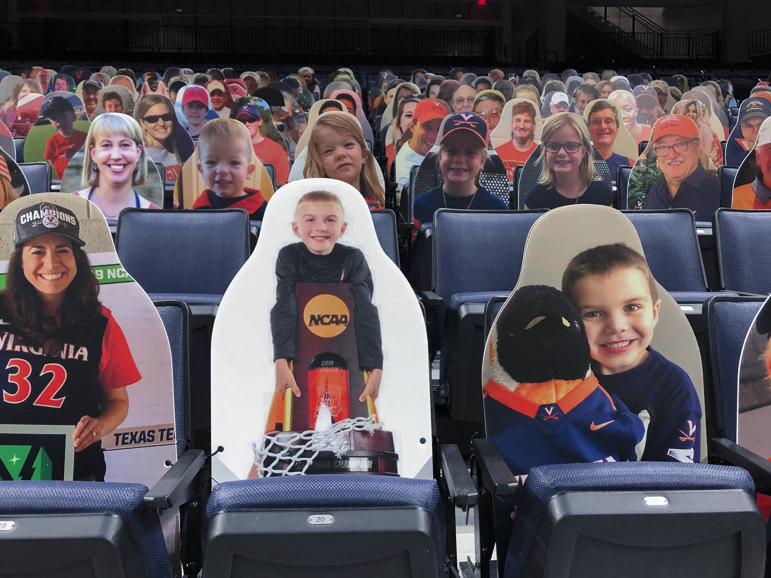 Cardboard cutouts of fans placed in every seat in John Paul Jones Arena