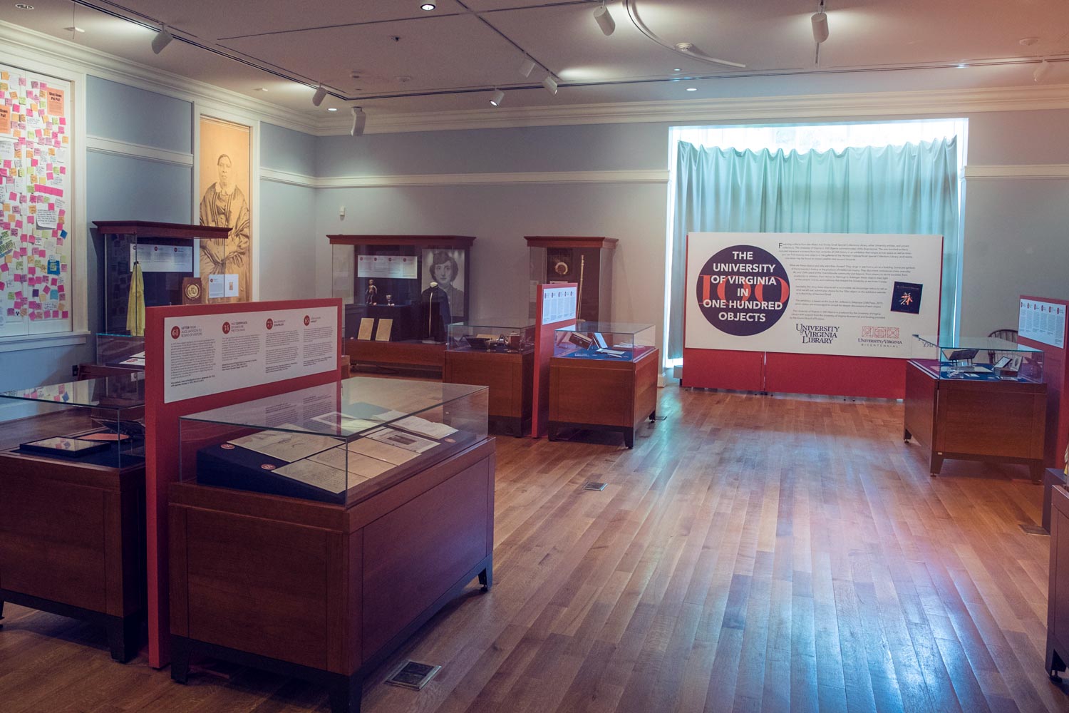 Exhibition hall with the exhibit The University of Virginia in One Hundred Objects