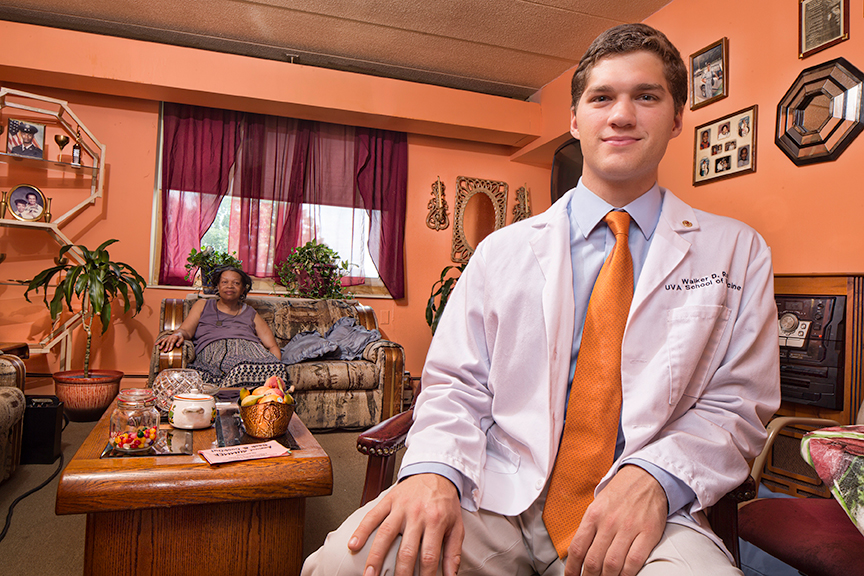 Part of the Phronesis Project involves students like Walker Redd making house calls to local patients. (Photos provided by Jackson Smith)