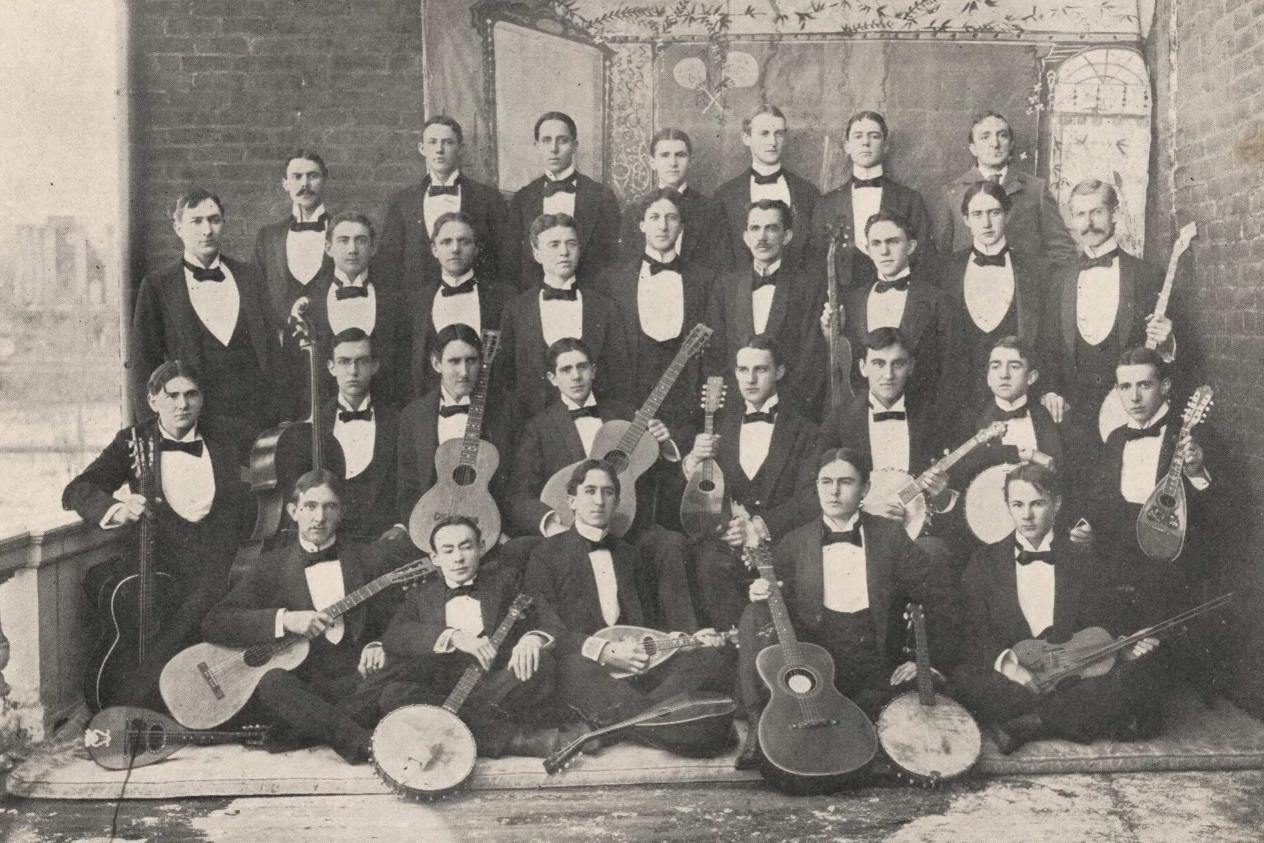 black and white image of glee club in 1896