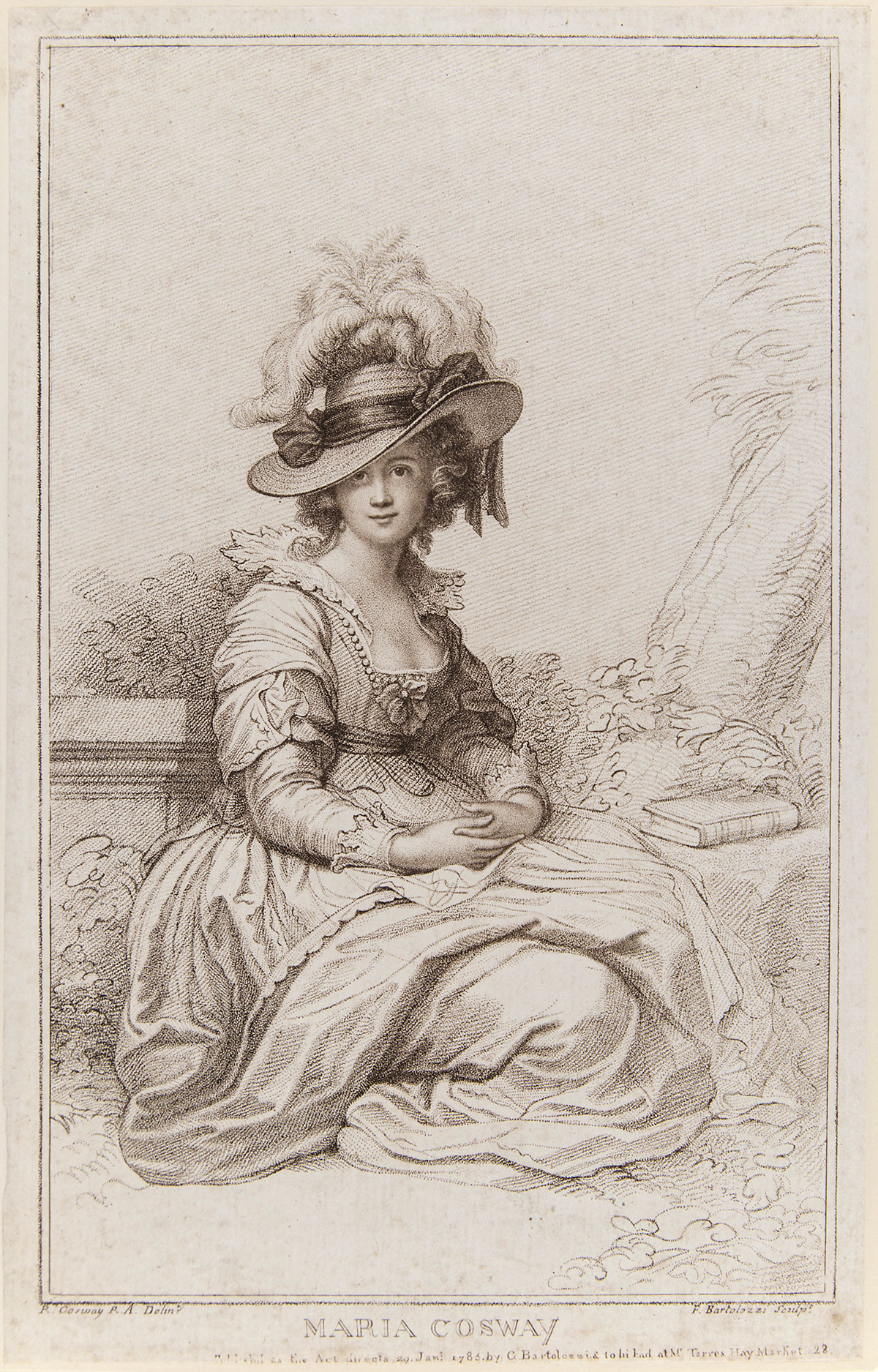 Cosway and Robinson: 2014.EL.1.5 Image: Francesco Bartolozzi Italian, 1727­1815 after Richard Cosway British, 1742­1821 Maria Cosway, 1785 Stipple and engraving 9 1/2 x 6 1/8 in (24.1 x 15.6 cm) Lent by the Langhorne Collection, 2014.EL.1.5