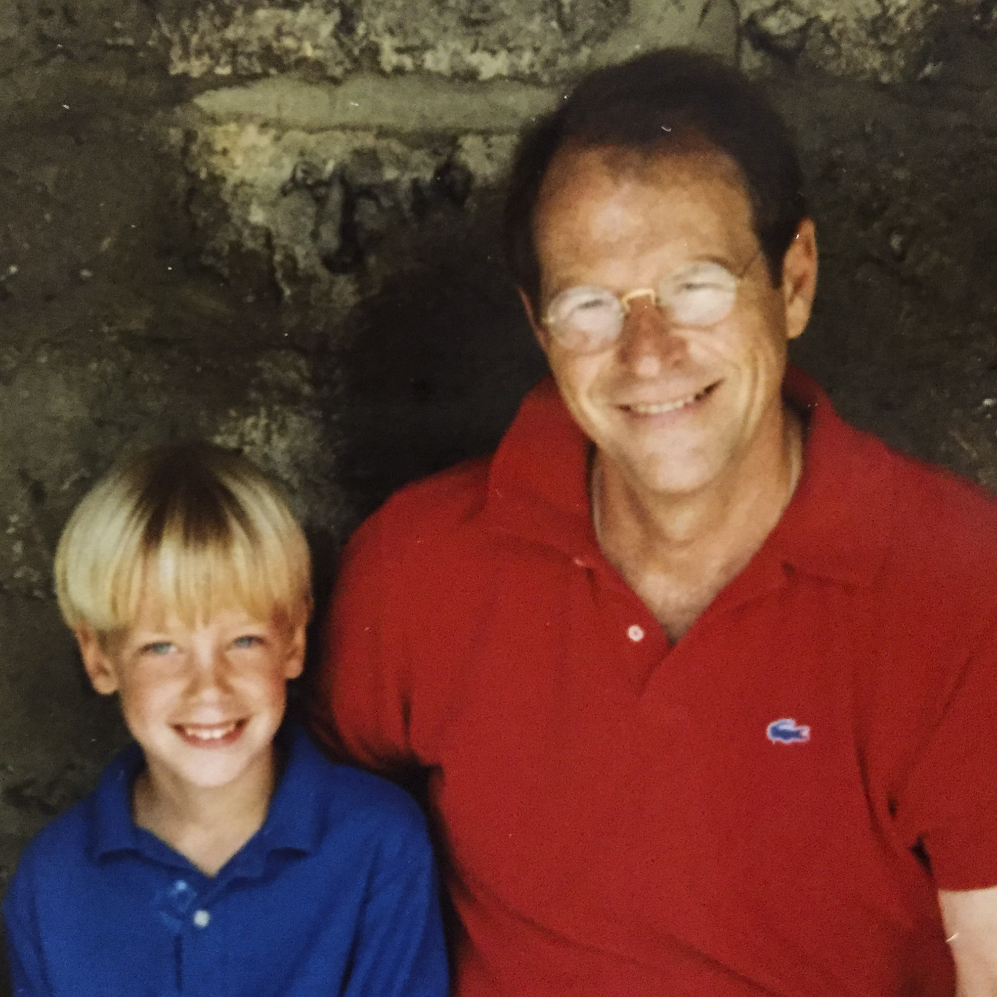 Brad Gunter, right, and his son, left, in a cave