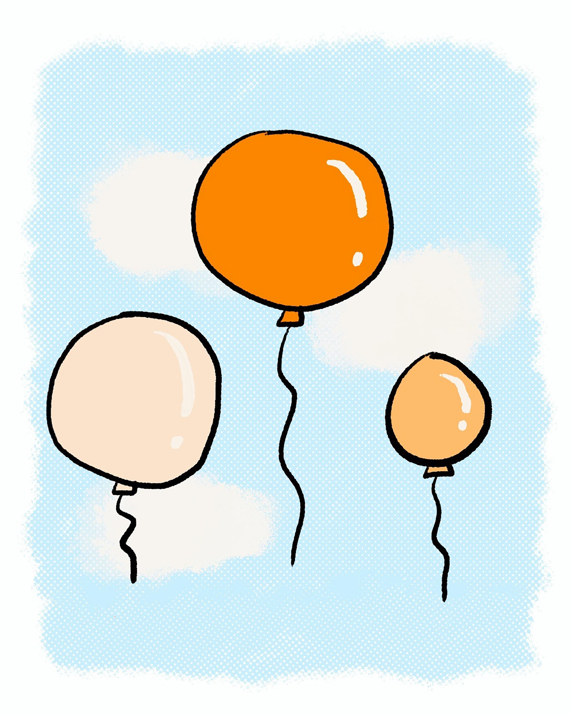 Illustration of balloons being released into the air