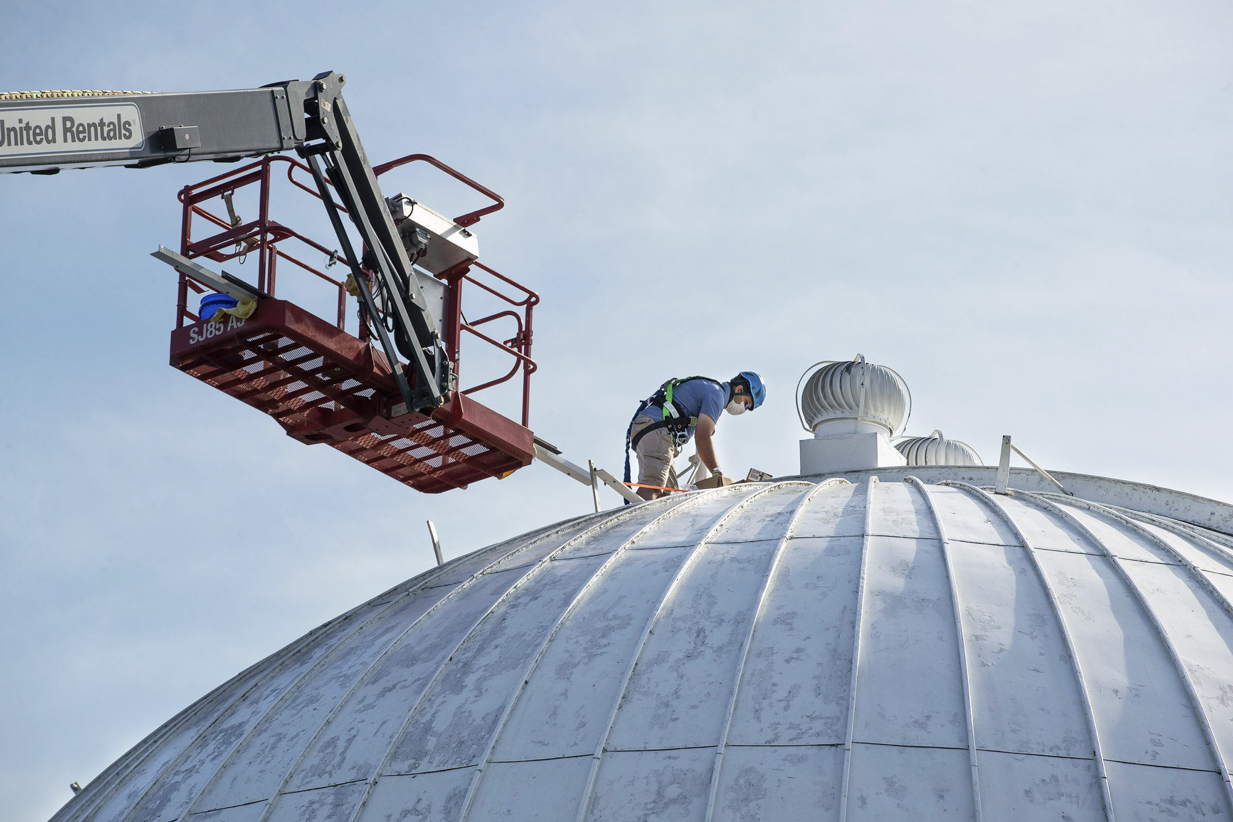Jimmy Davidson, working on top of the observatory's dome