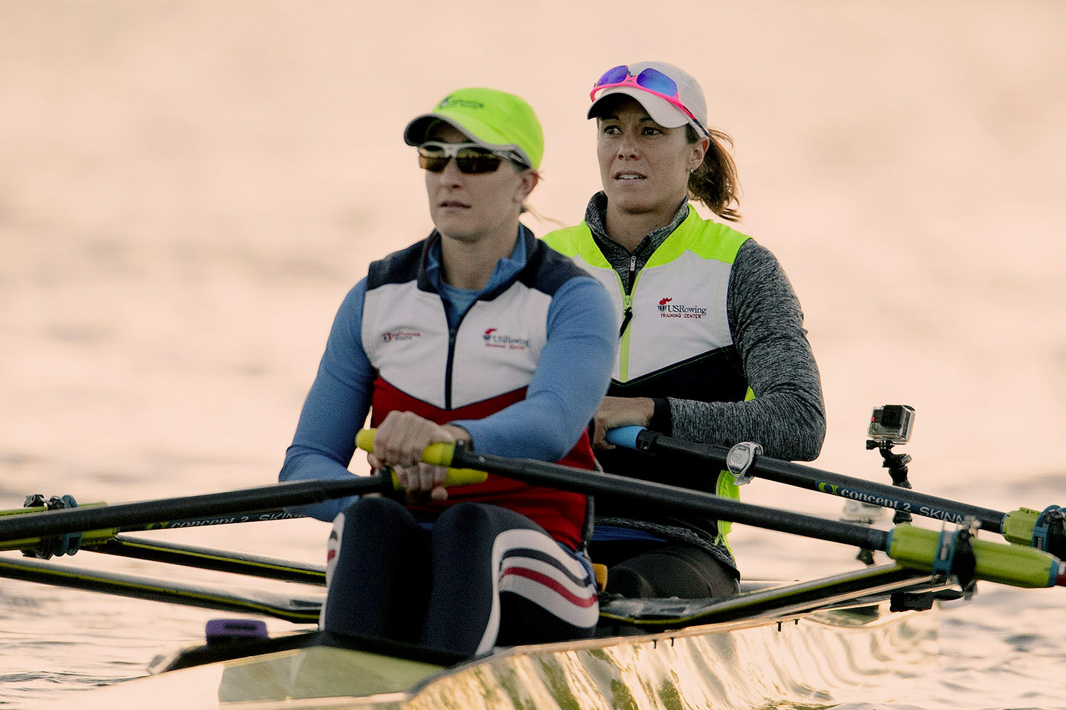 O’Leary, right, and her teammate, Ellen Tomek, qualified for Rio by winning the women’s double sculls event at the U.S. Olympic Trials. (Photo by Ed Moran/US Rowing) 