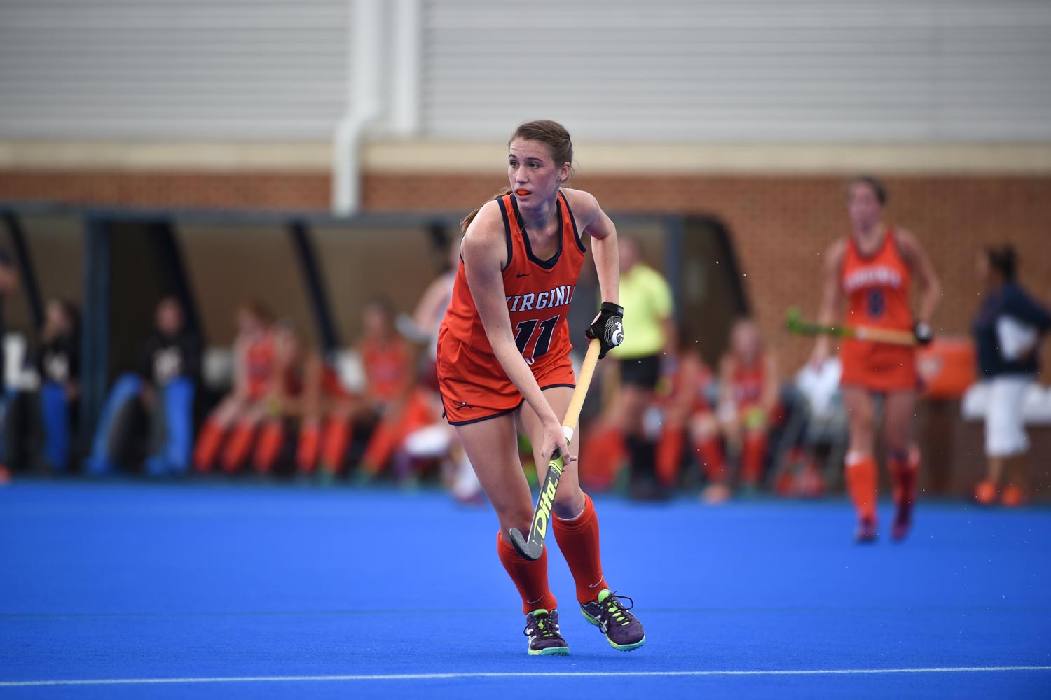 Catesby Willis playing floor hockey during a game