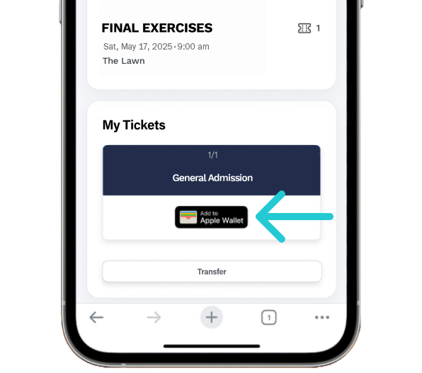 An iPhone with ticket information on it