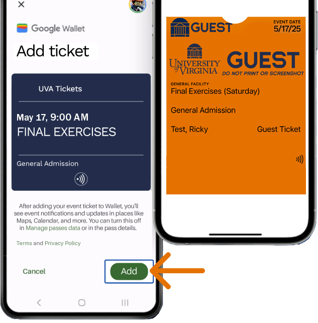 An iPhone with ticket information on it