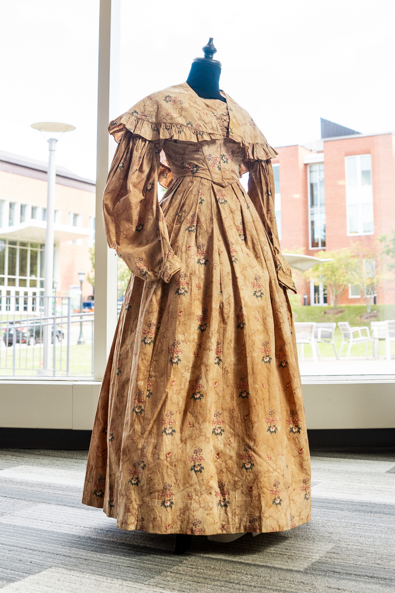 Full length view of a dress from 1837.