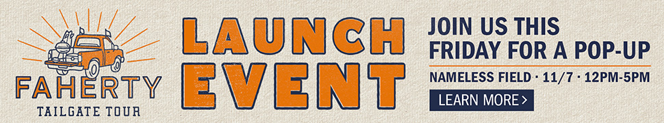 Poster of advertisement written Faherty Tailgate Tour, Nov 7, 12-5PM, Nameless Field