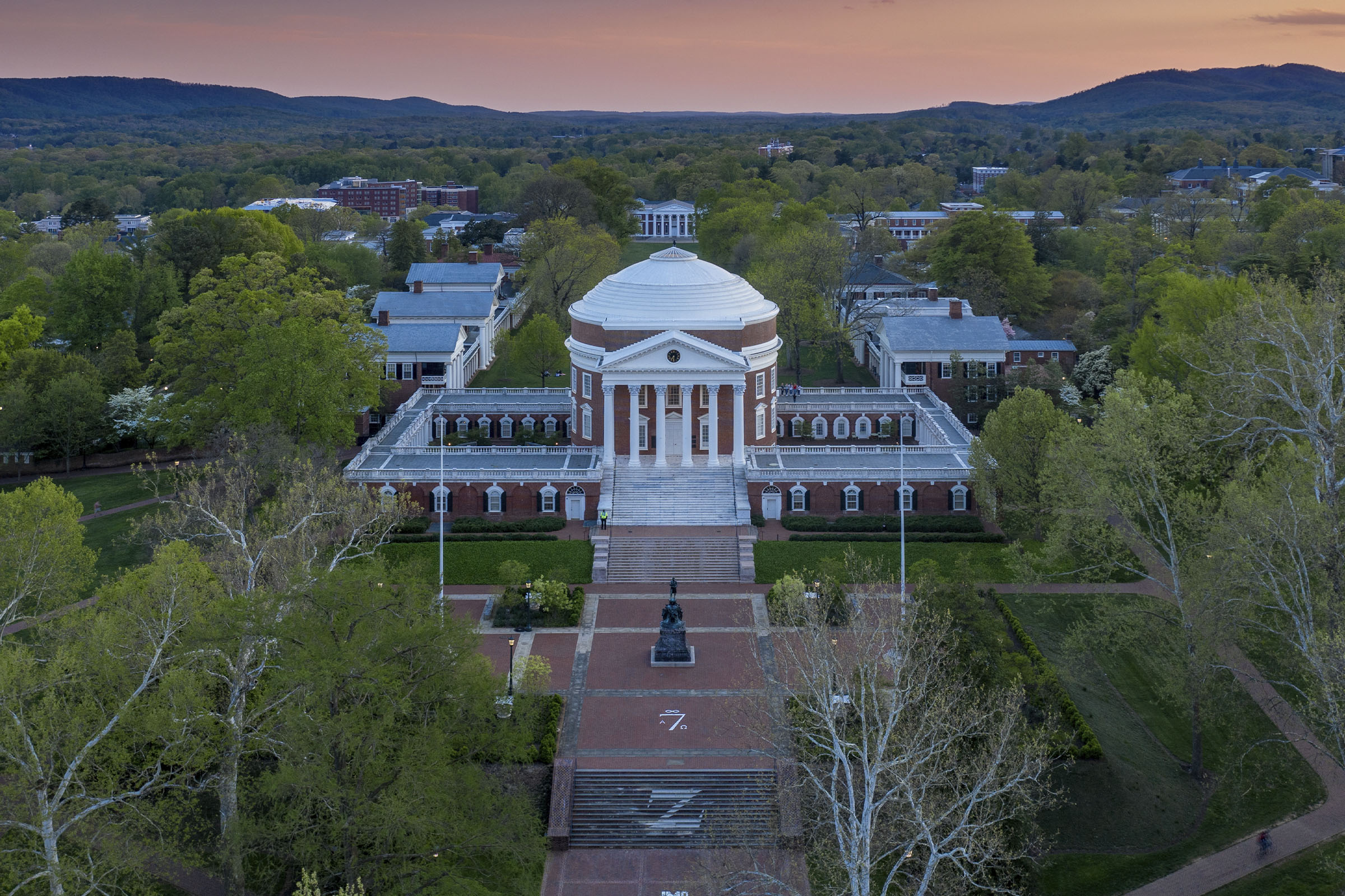 Aerial of the Rotunda in Spring