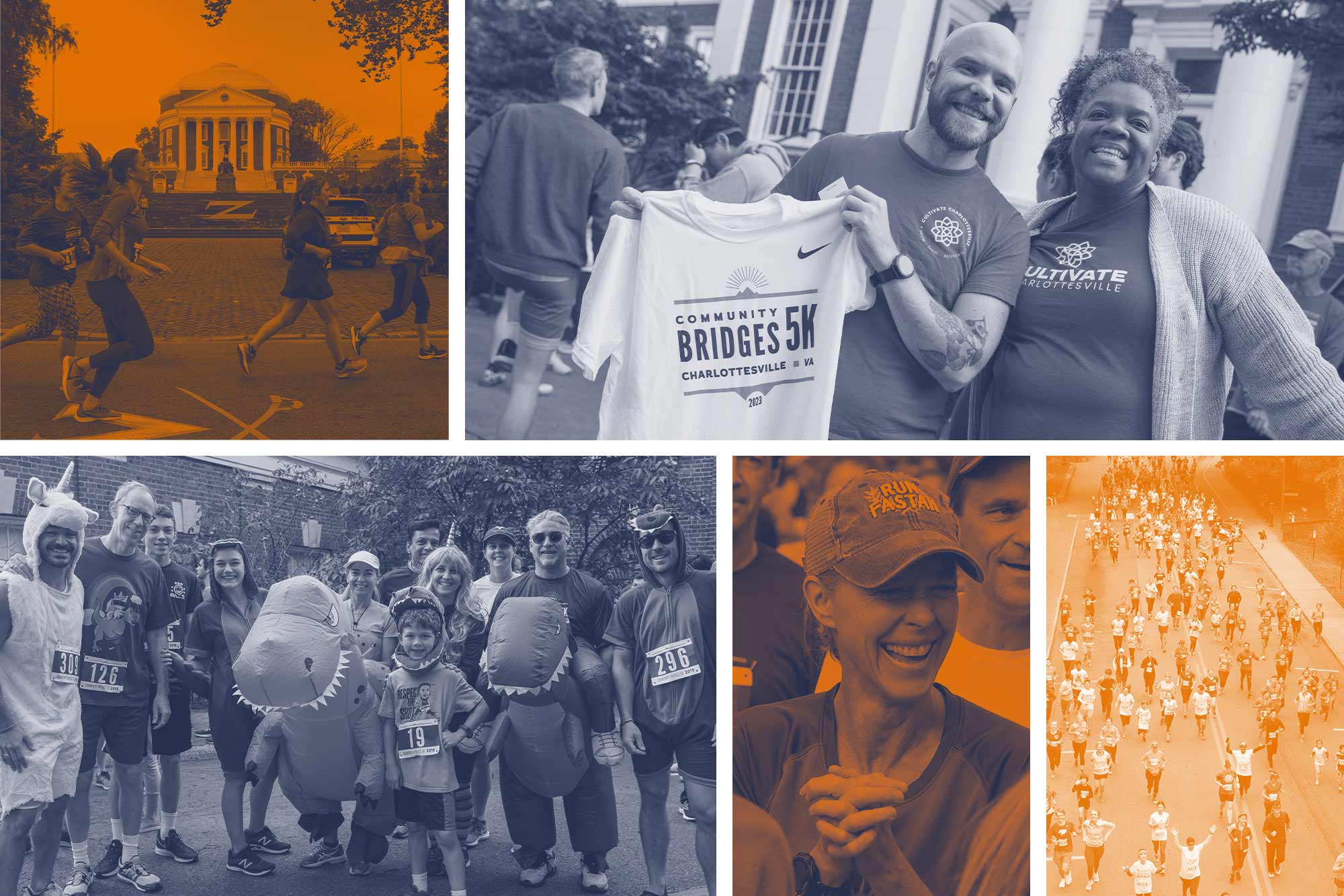 Illustration of a collage of images for the 2024 Community Bridges 5K Walk/Run.