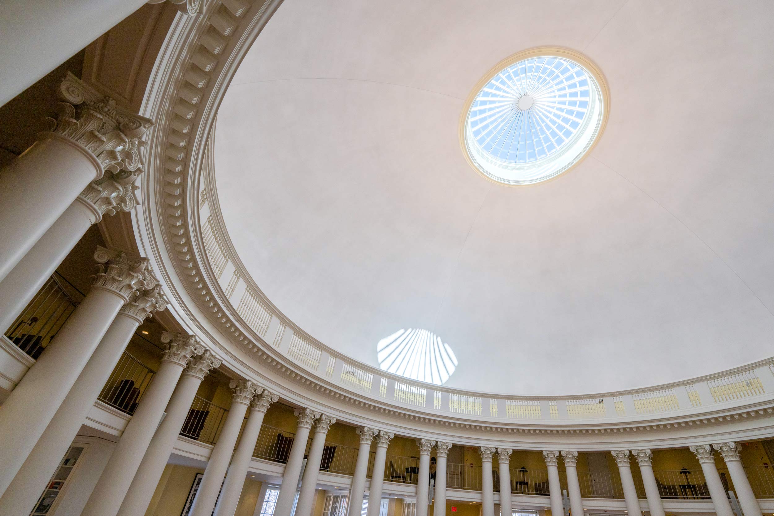 Looking up at the dome room ceiling in the Rotunda