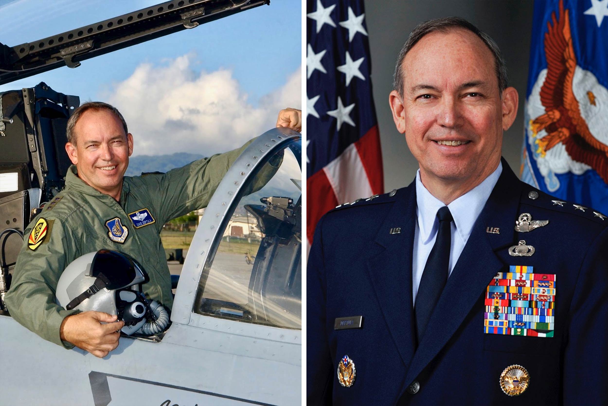 A side by side of Lt. Gen. David Deptula