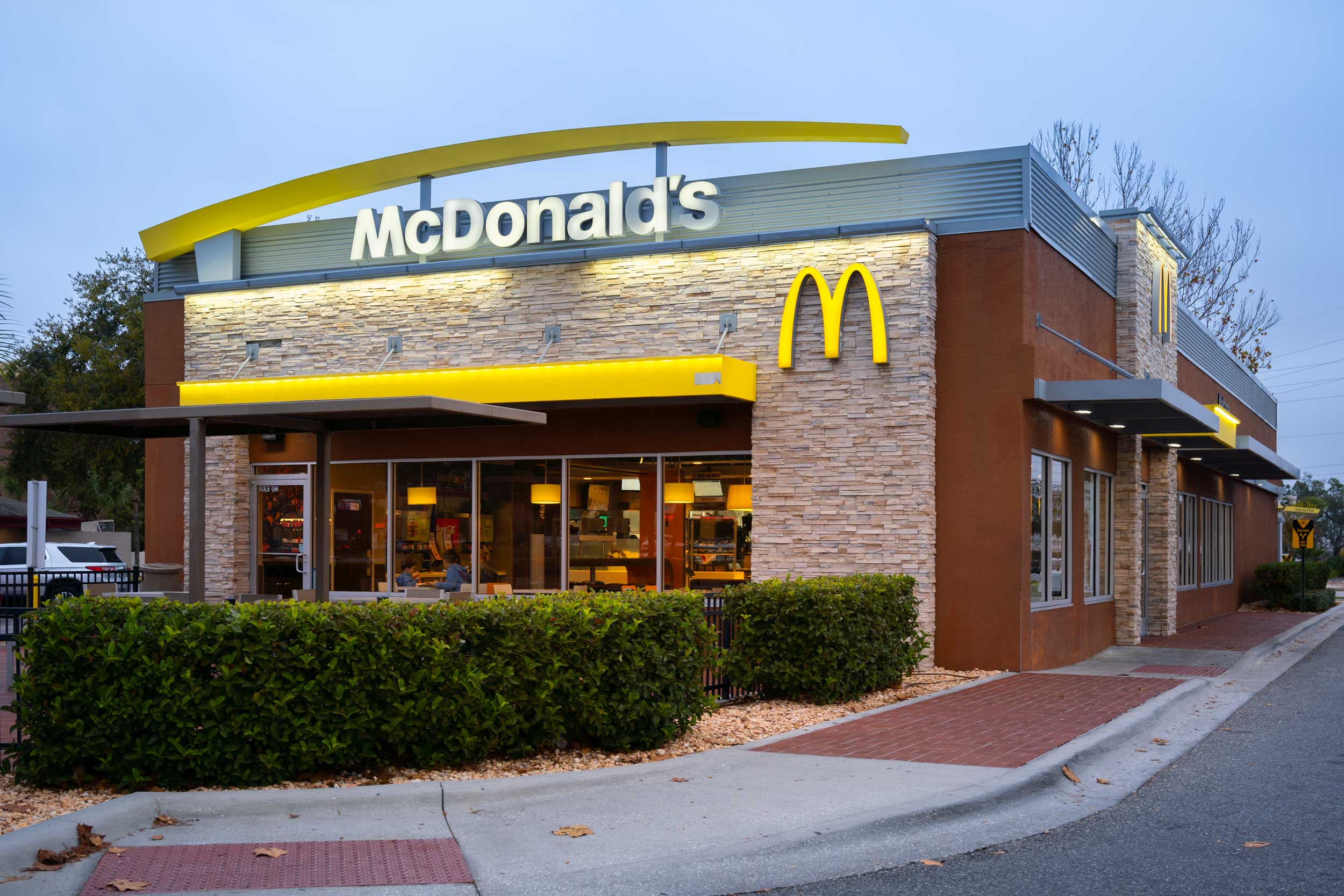 A view of the front of a McDonalds