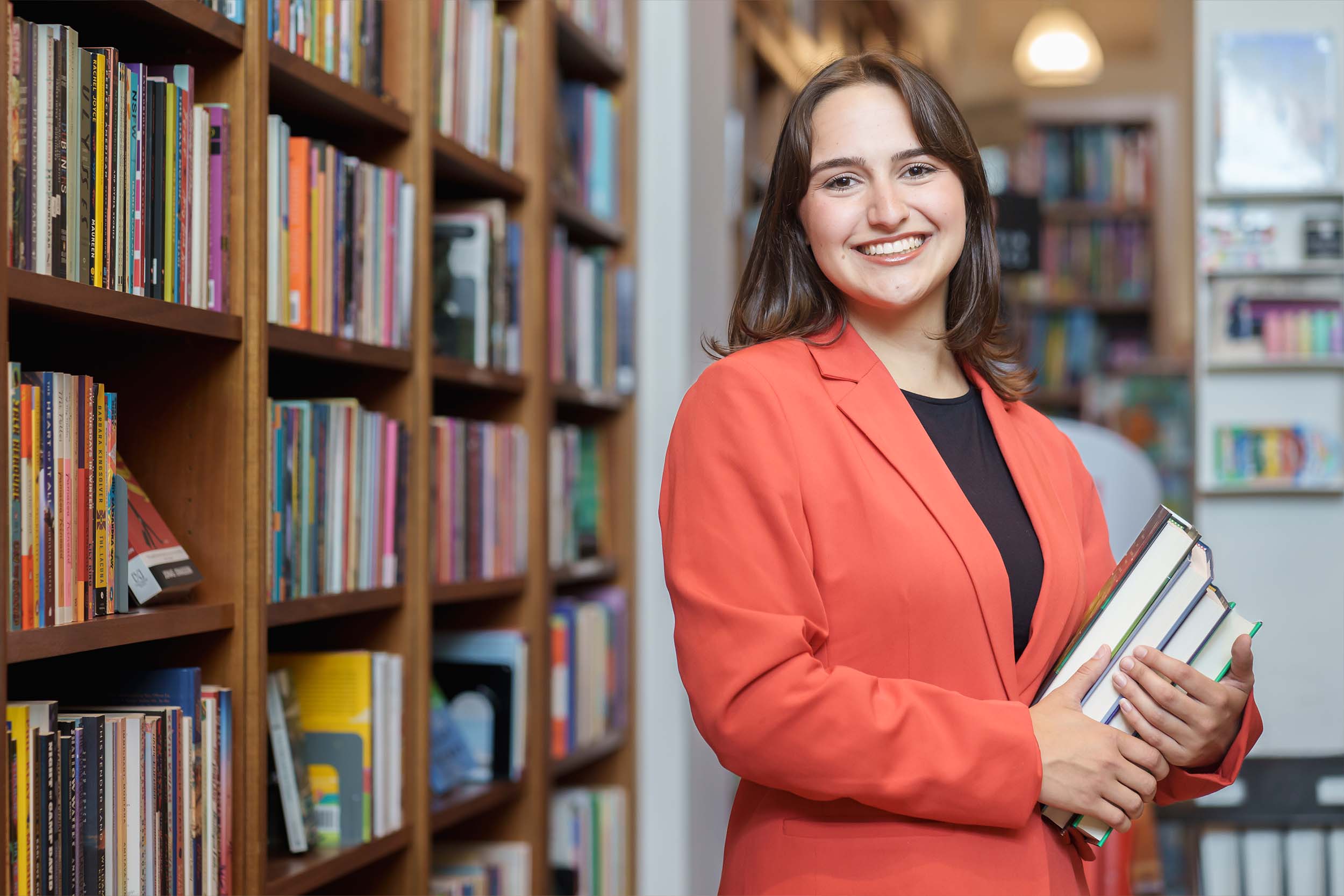 Molly Rathbun poses at New Dominion Bookstore