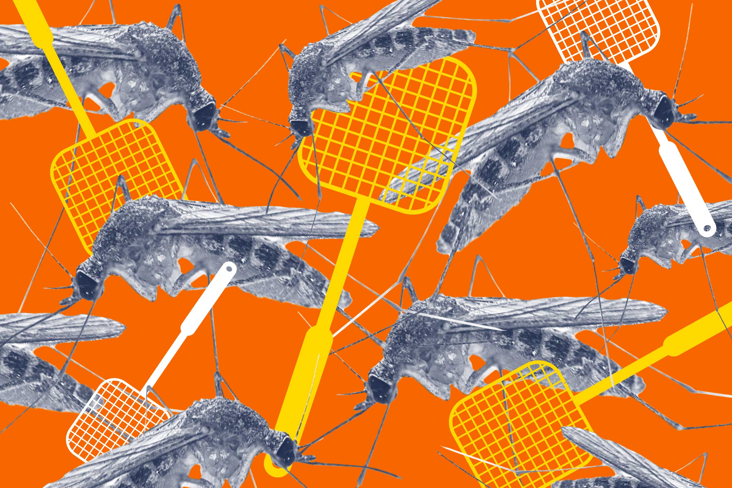 Illustration showing a flat net that kills mosquitoes.