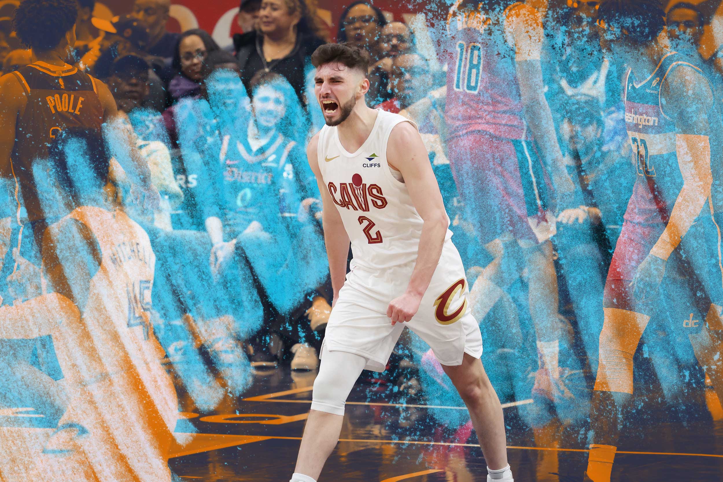 A collage of Ty Jerome yelling in triumph with "Wahoowa" in light blue letters overlays the image