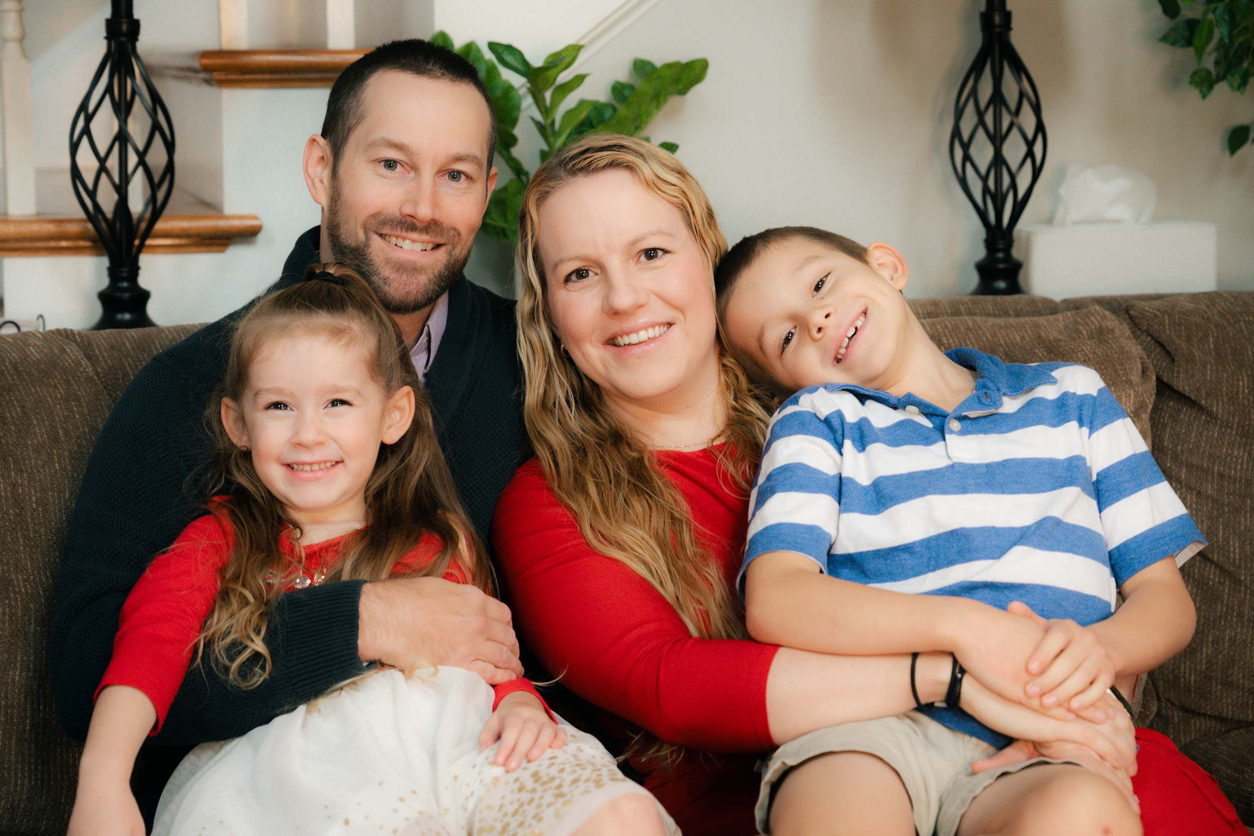 Lily, Andrew, Katie and James Walker in their home just before Christmas. 