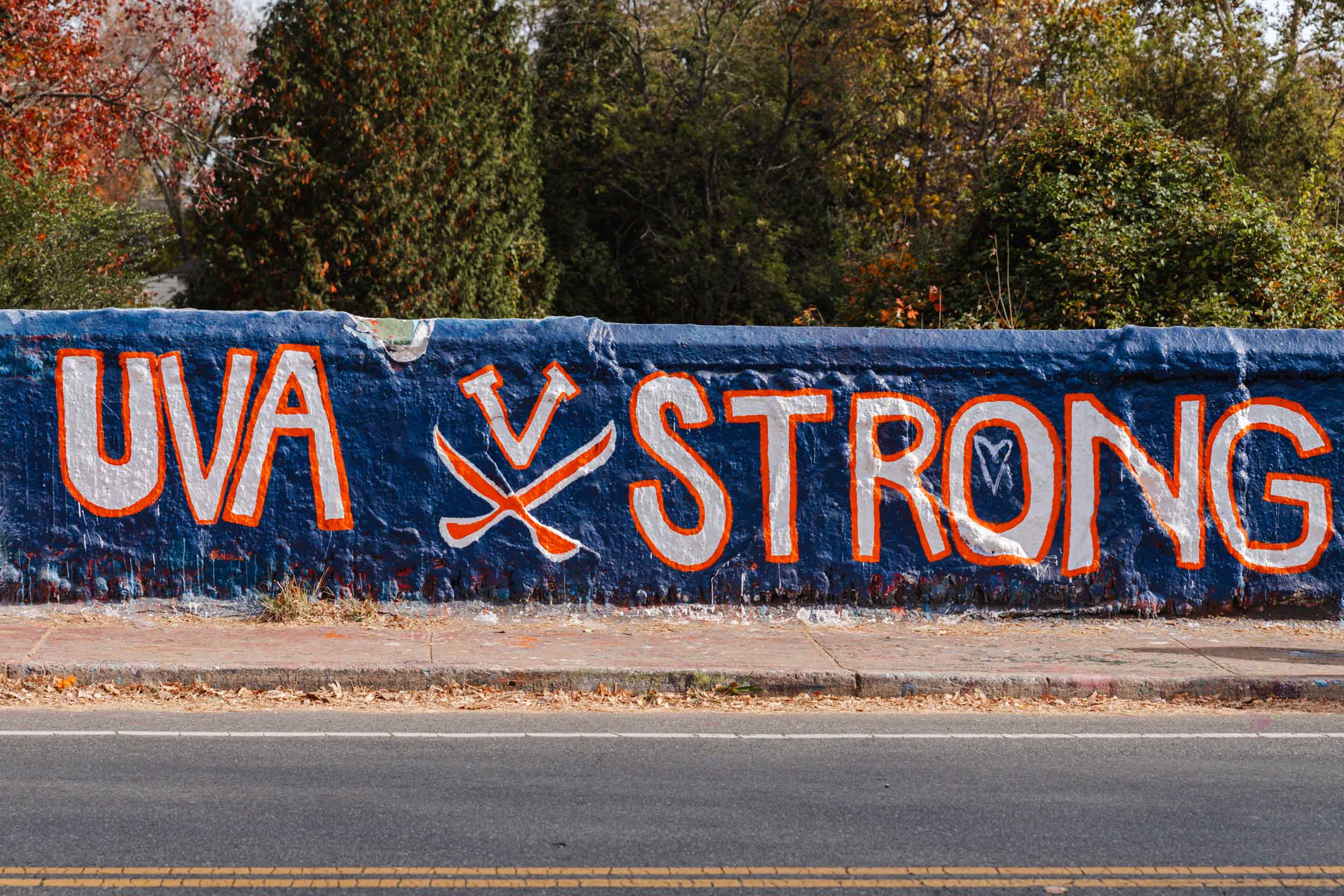 Beta Bridge memoria painted with the words UVA Strong