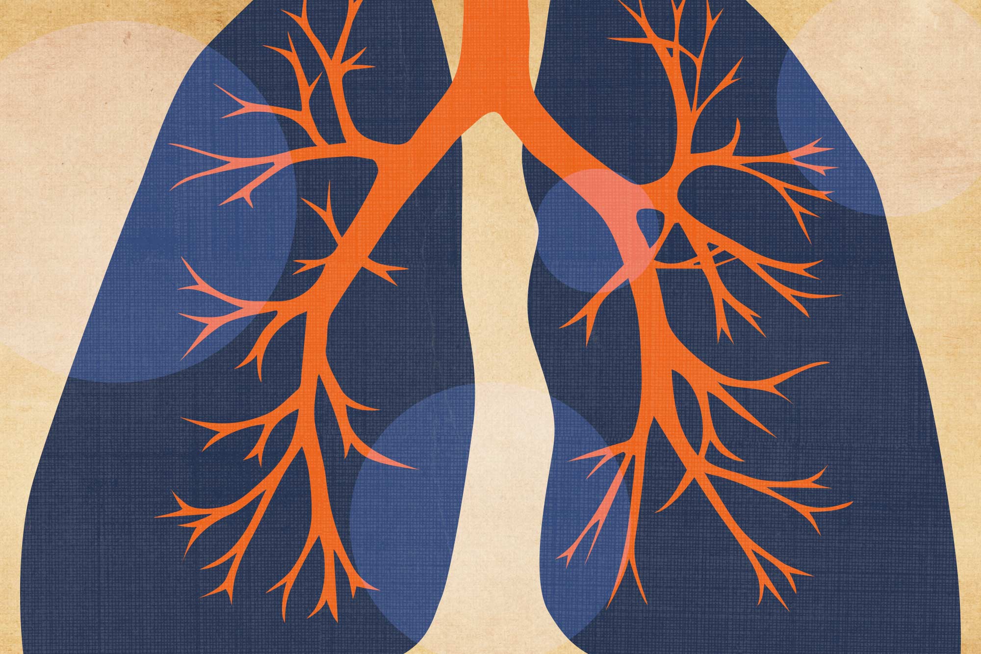 Abstract illustration of lungs and semi-transparent circles