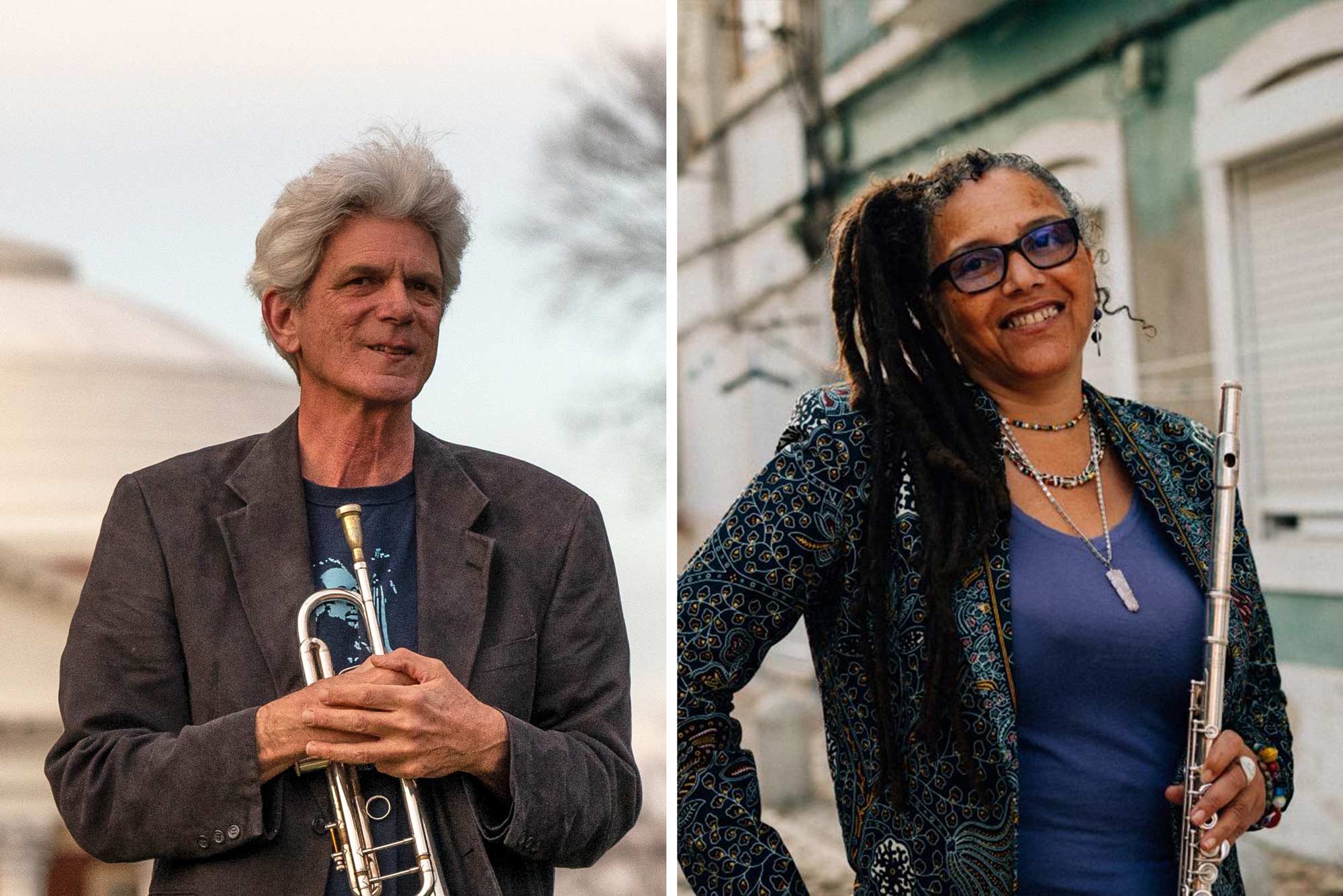 Portrait of John D'Earth (left) and Nicole Mitchell Gantt (right)