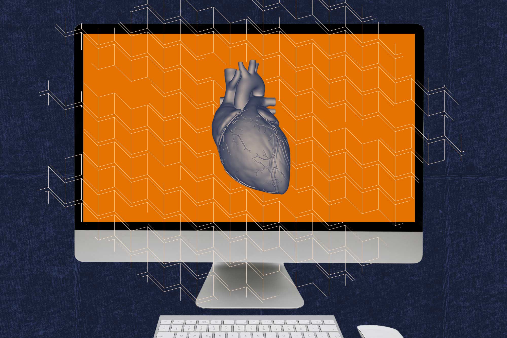 Illustration of a heart on a computer monitor