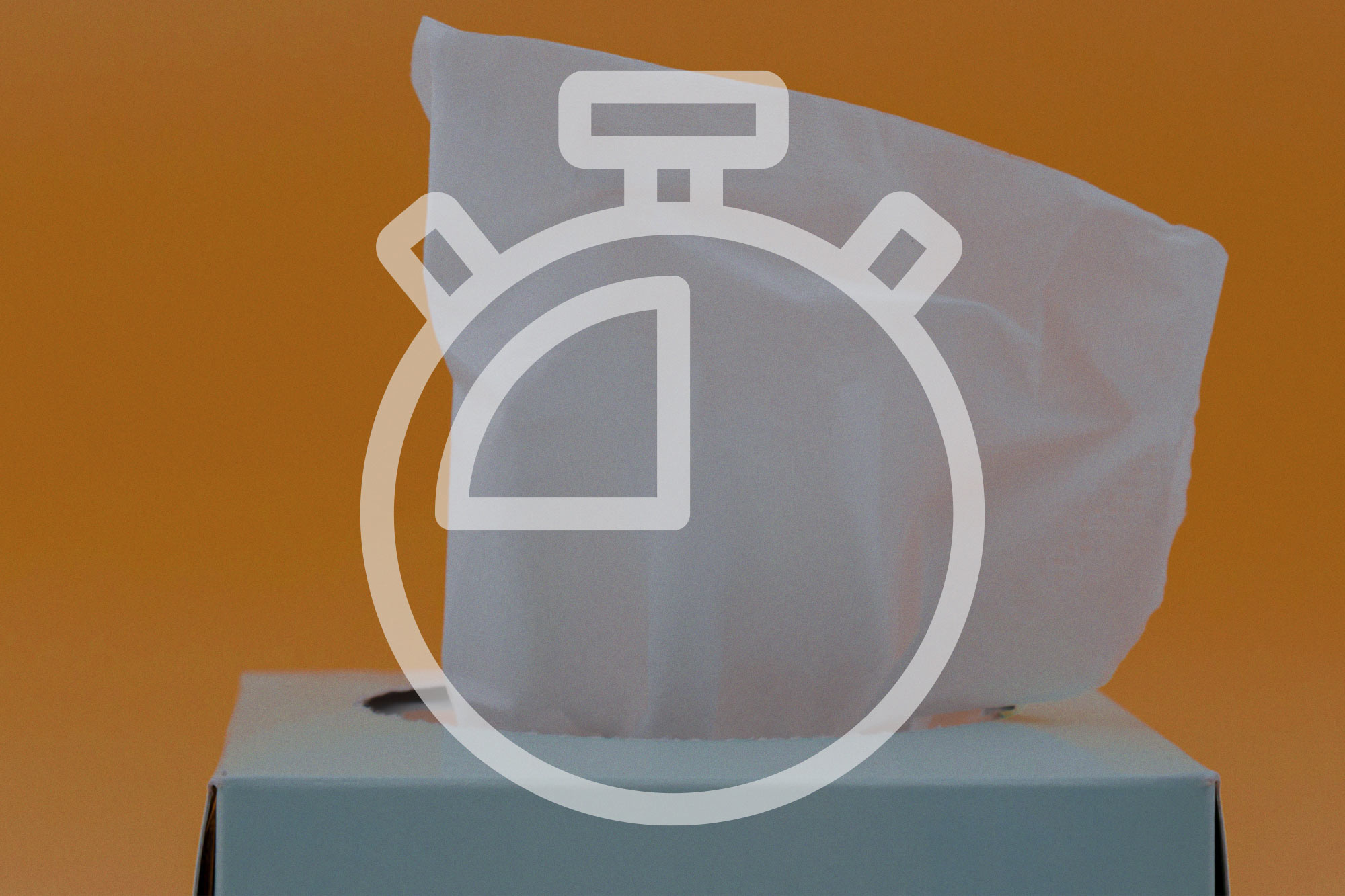 Illustration of a stopwatch over a box of tissues