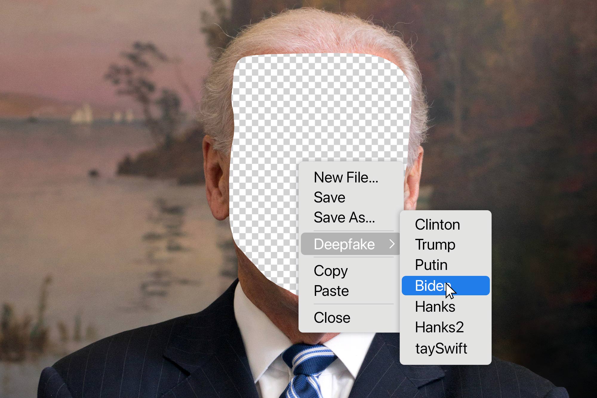 An image of Biden having a new face photoshopped in
