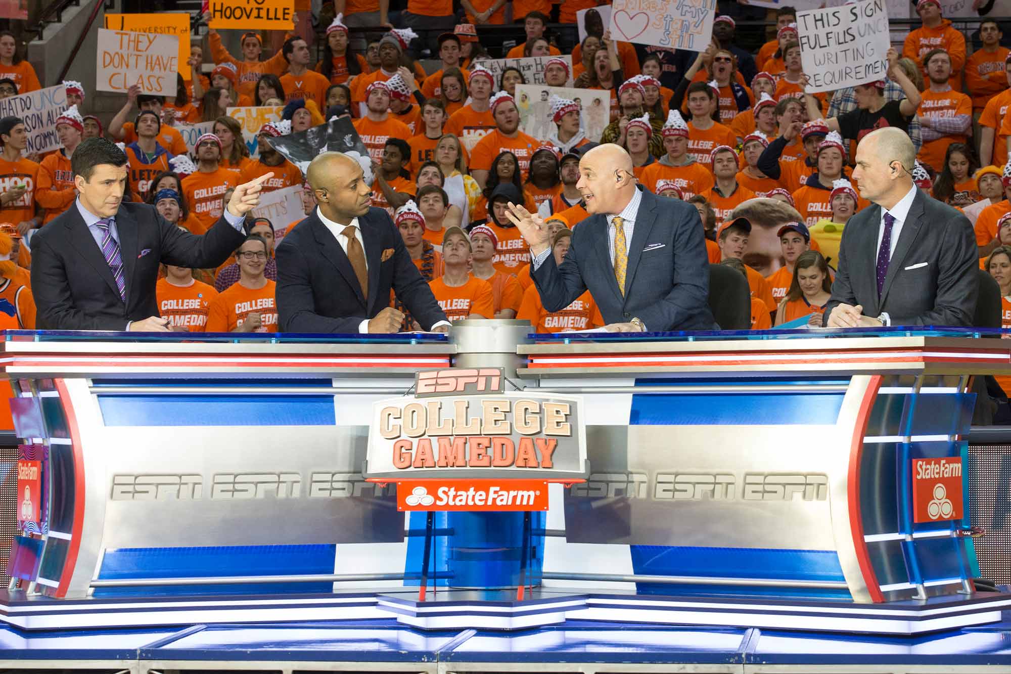 Seth Greenberg with other panels during College GameDay at John Paul Jones Arena 