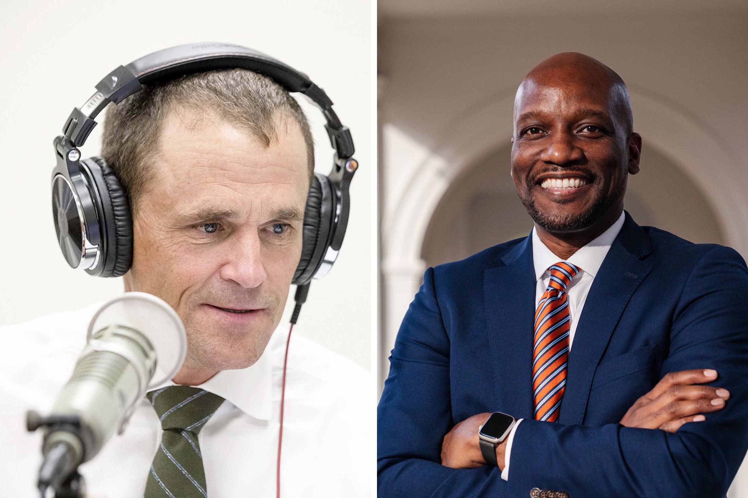 UVA’s new vice president and chief student affairs officer Kenyon Bonner (right),  President Jim Ryan (left)