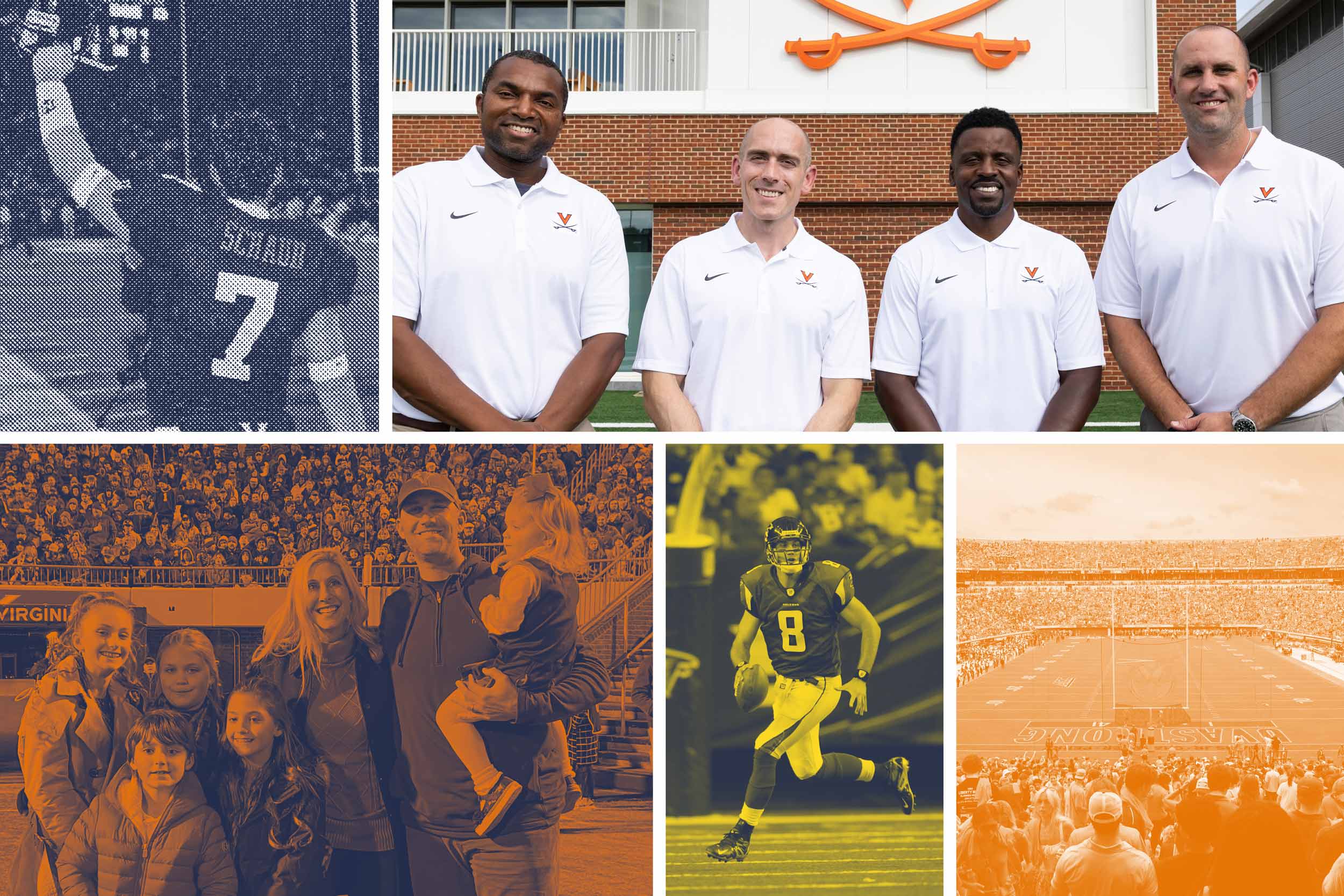 Collage of photos of Matt Schaub playing football at UVA.