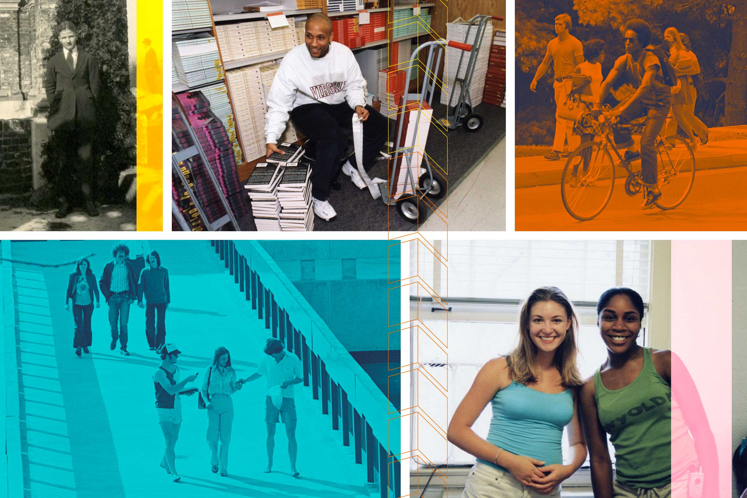 A collage of various UVA students, portraying the different fashions worn on Grounds.