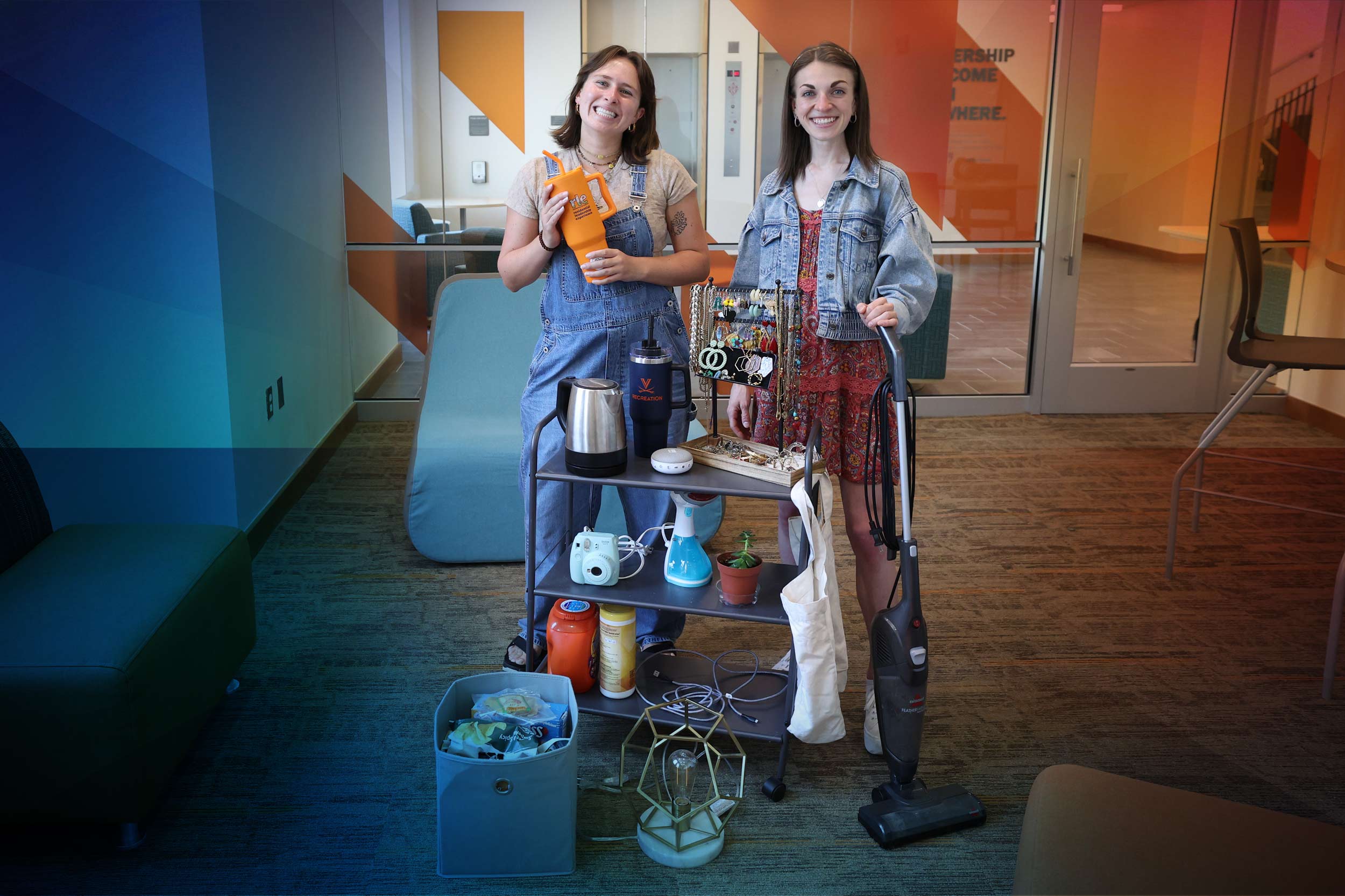 Portrait of UVA's student-run resident staff Samantha Finnegan on the left and Talia Dellarose on the right.