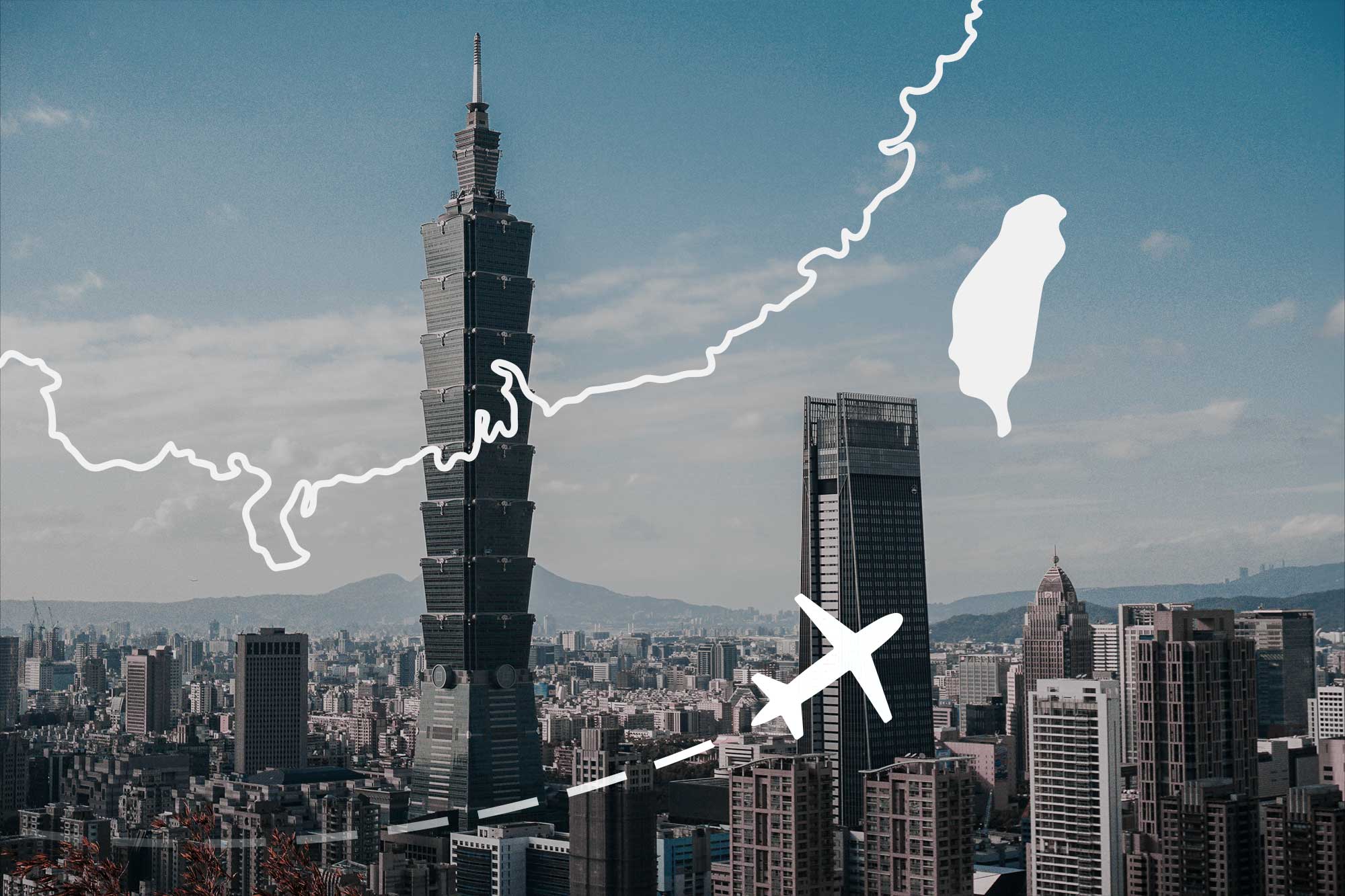 A plane heads toward Taiwan