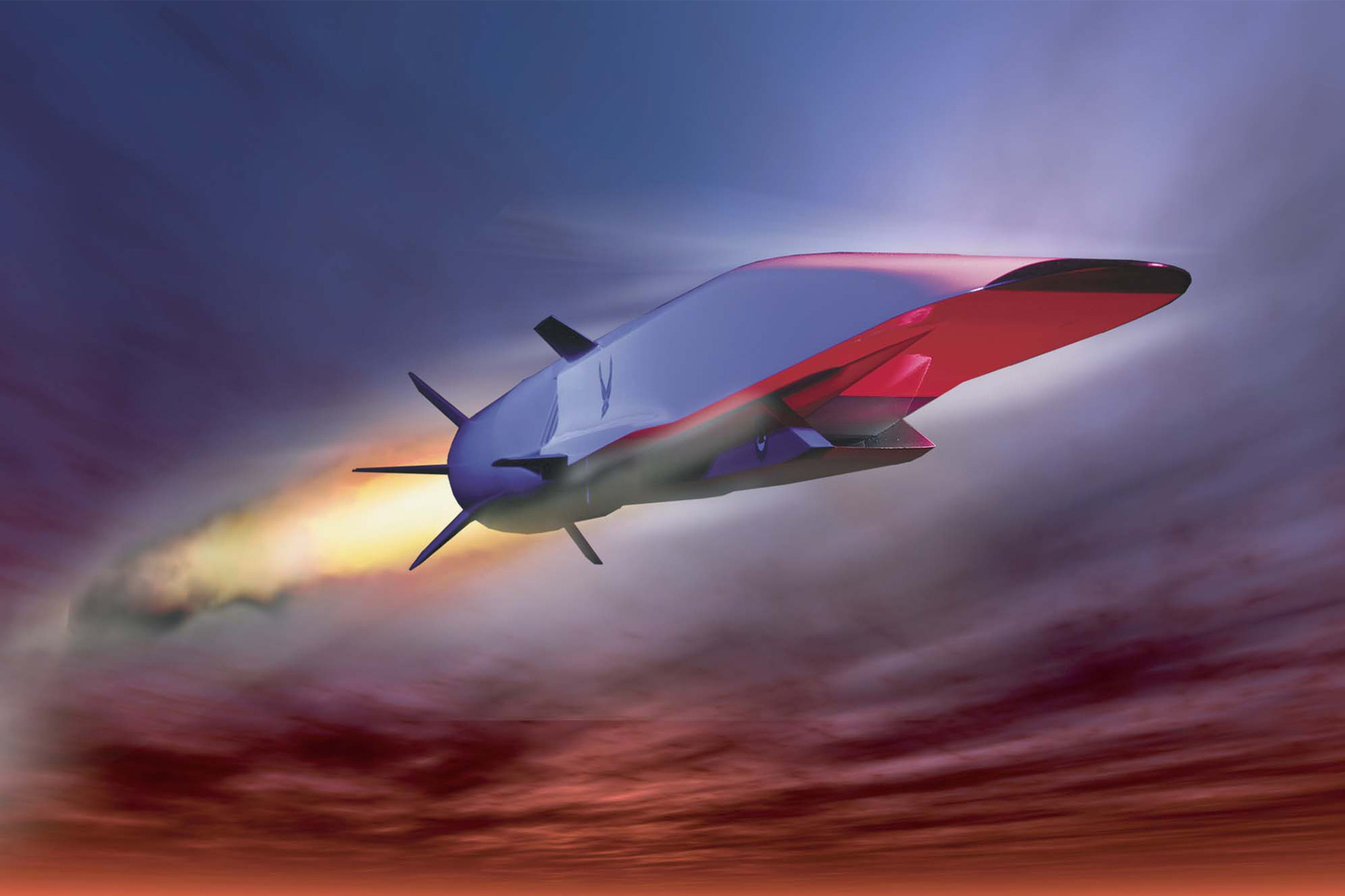 Illustration of X-51A Waverider flying in the sky