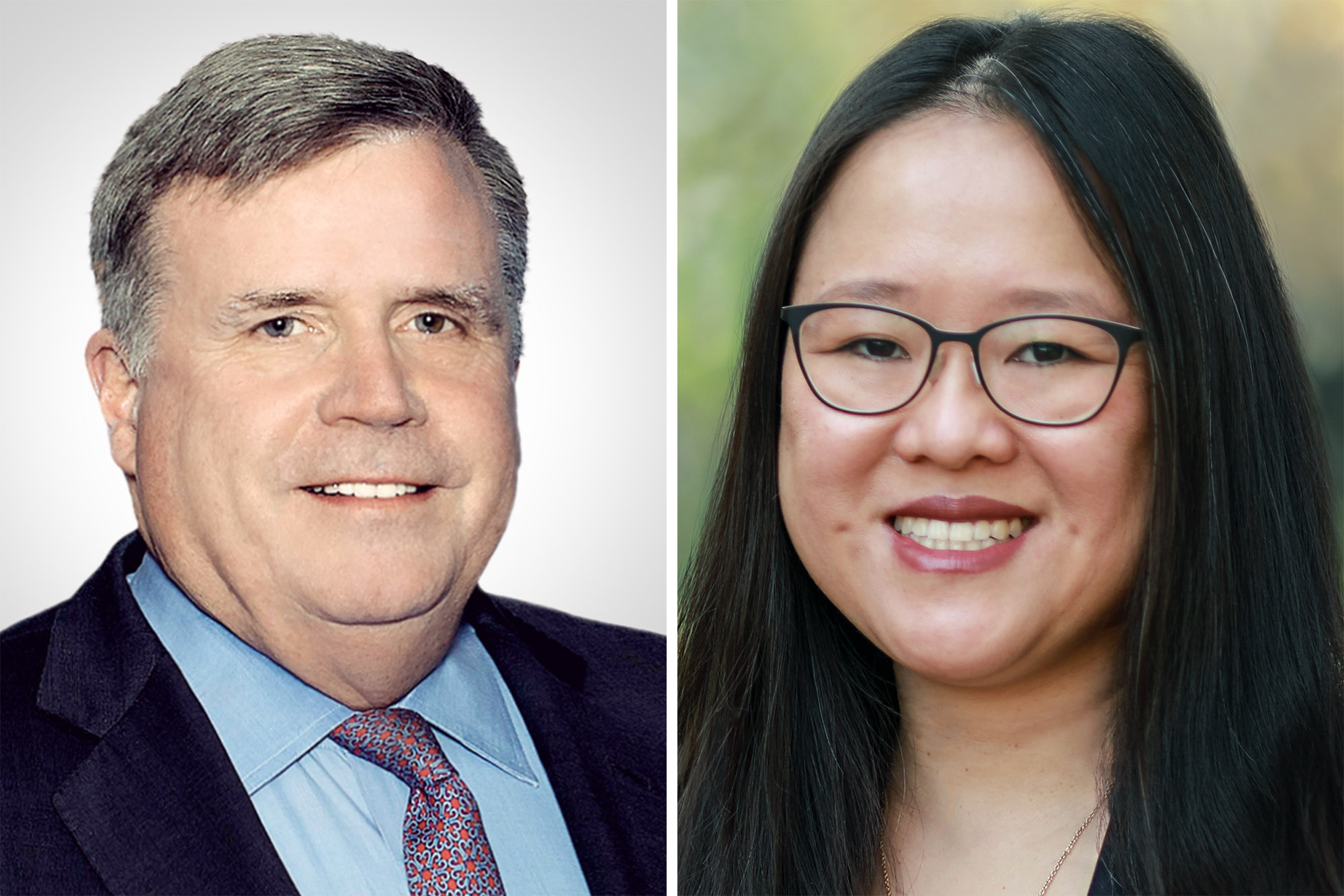 Headshots: Peter Lyons, left and  Cathy Hwang, right