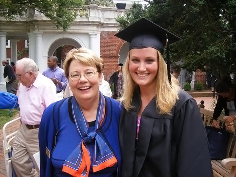 Walters – pictured here at Final Exercises with then-University President Teresa A. Sullivan 