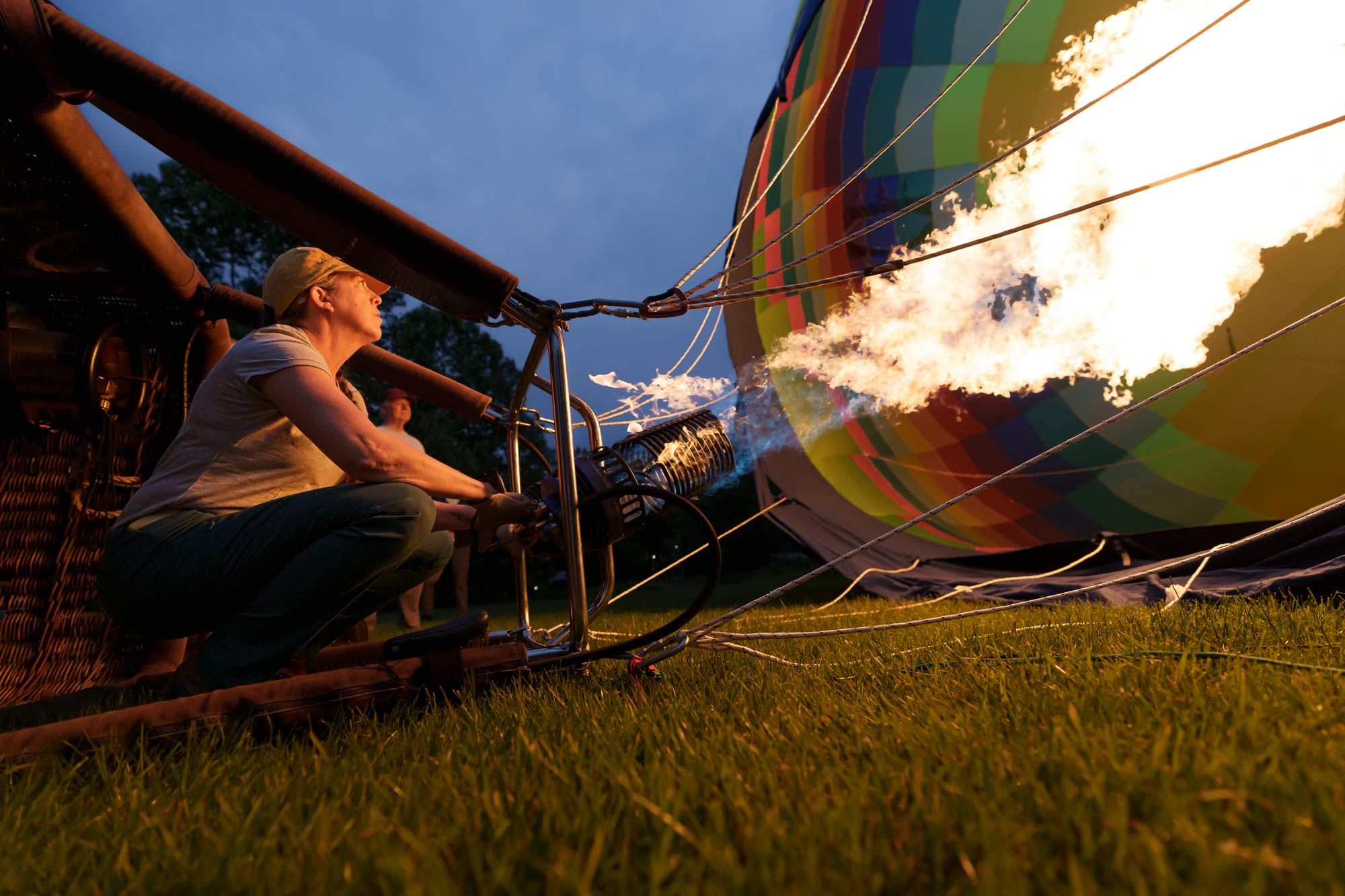 Mandy Baskin inflating her hot air balloon