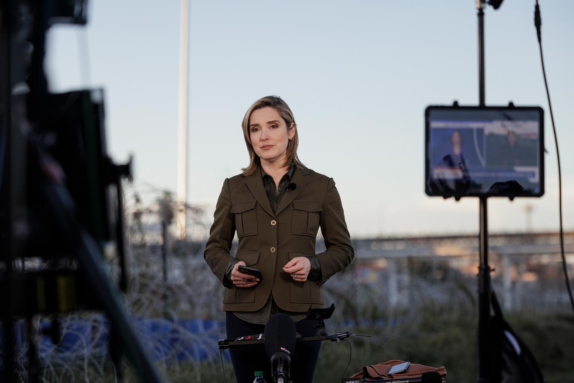 Margaret Brennan shooting a story on CBS’ “Face the Nation”