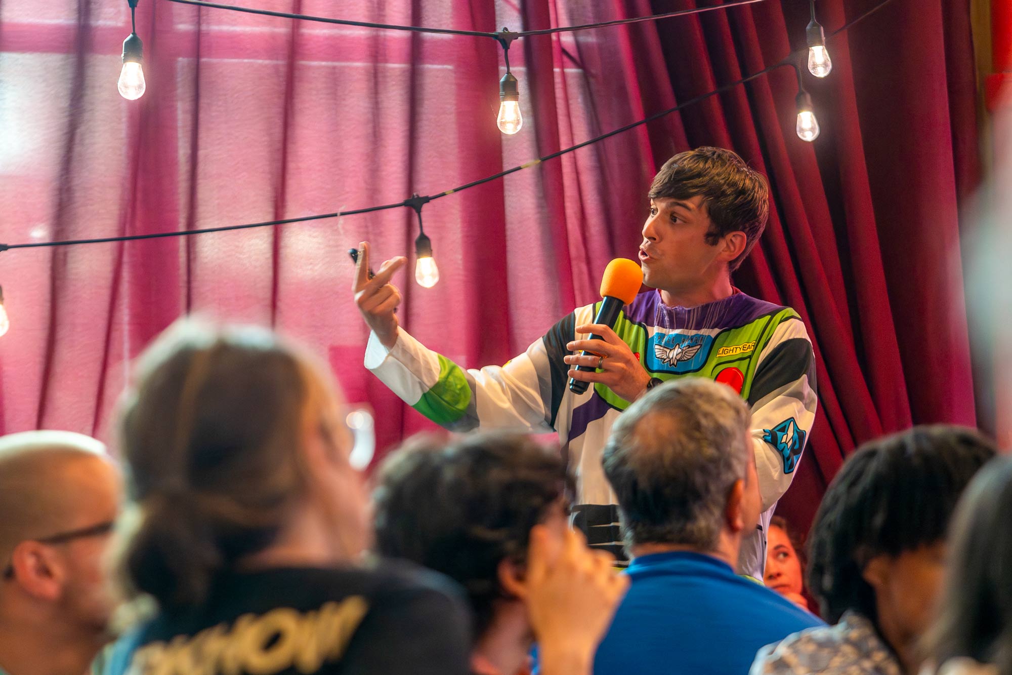Matt Pryal speaking to a crowd at Firefly Restaurant & Game Room