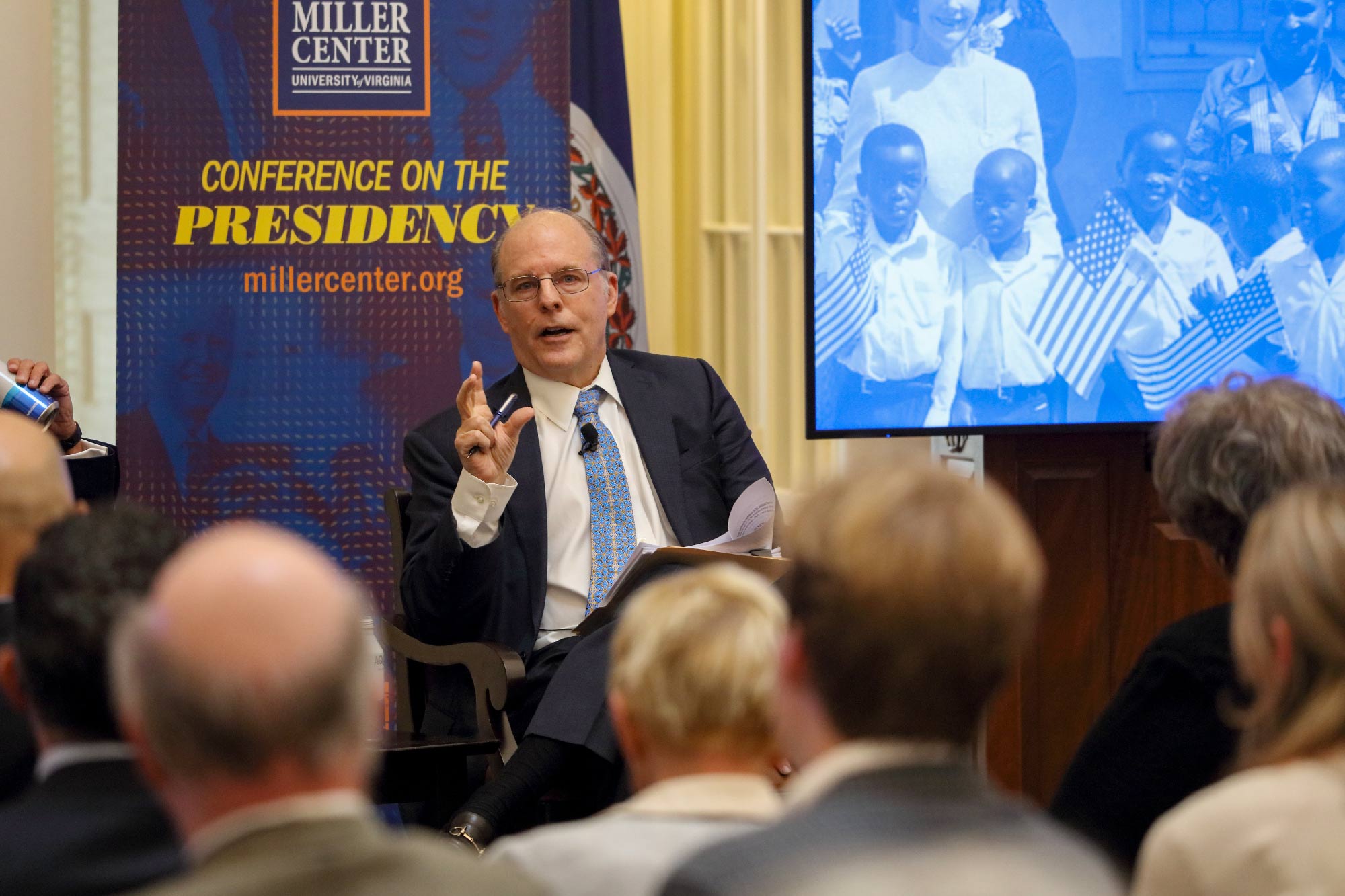 Peter Wehner speaking in the UVA Rotunda Dome Room