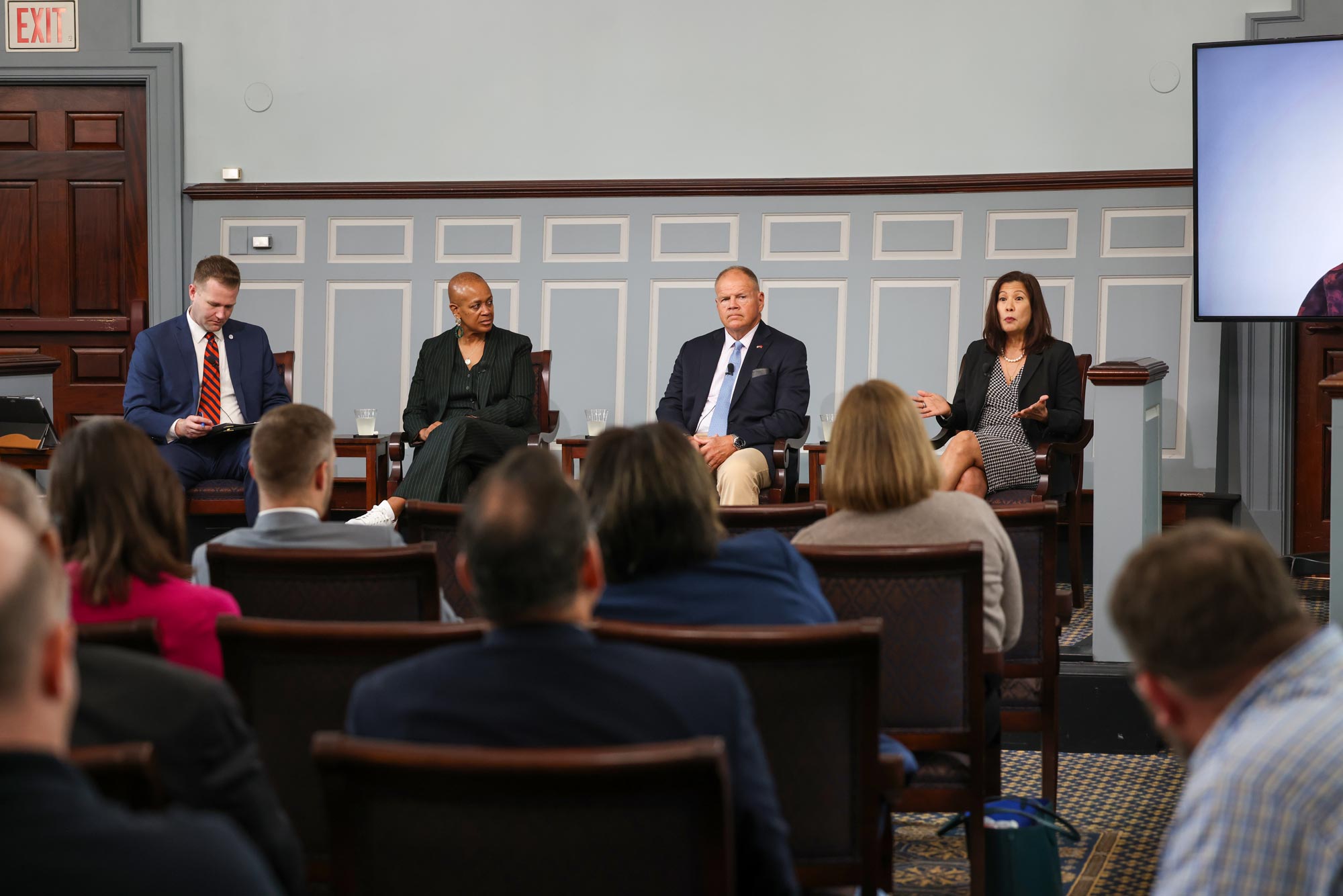 Robert Neller participating in a panel discussion at UVA