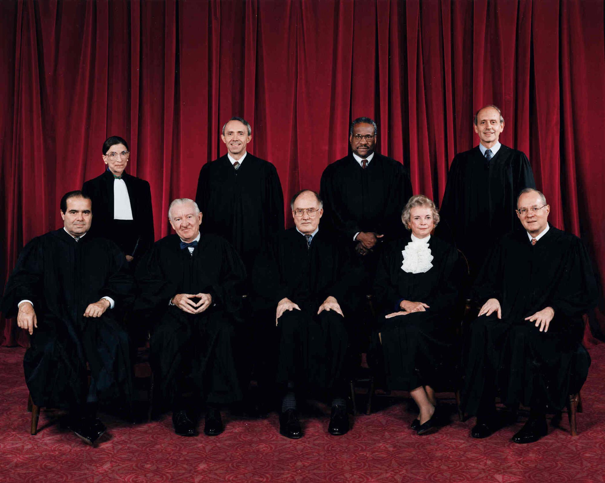 Formal group photo of the 1994 US Supreme Court including David Souter