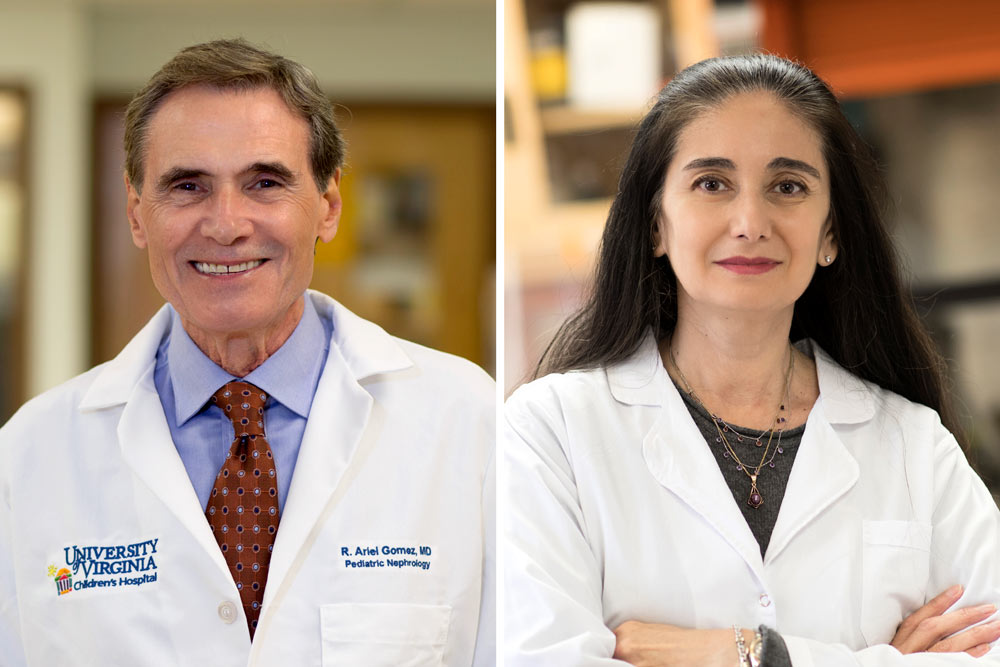 Portraits of Dr. R. Ariel Gomez of UVA's Child Health Research Center (left) and Dr. Maria Luisa S. Sequeira-Lopez 