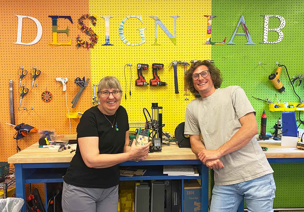 Kim Wilkens, left, and Eric Bredder, right, in the Design Lab