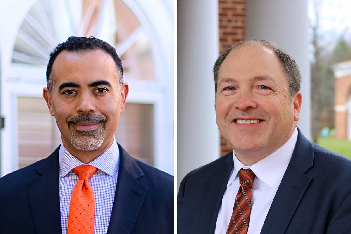 Portraits of Ian Solomon, left, and Eric Scorsone, right